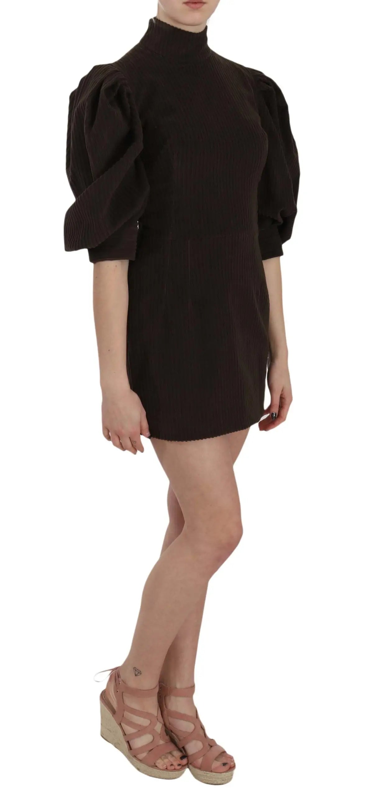 Dolce & Gabbana Chic Brown Corduroy Bodycon Mini Dress Dolce & Gabbana