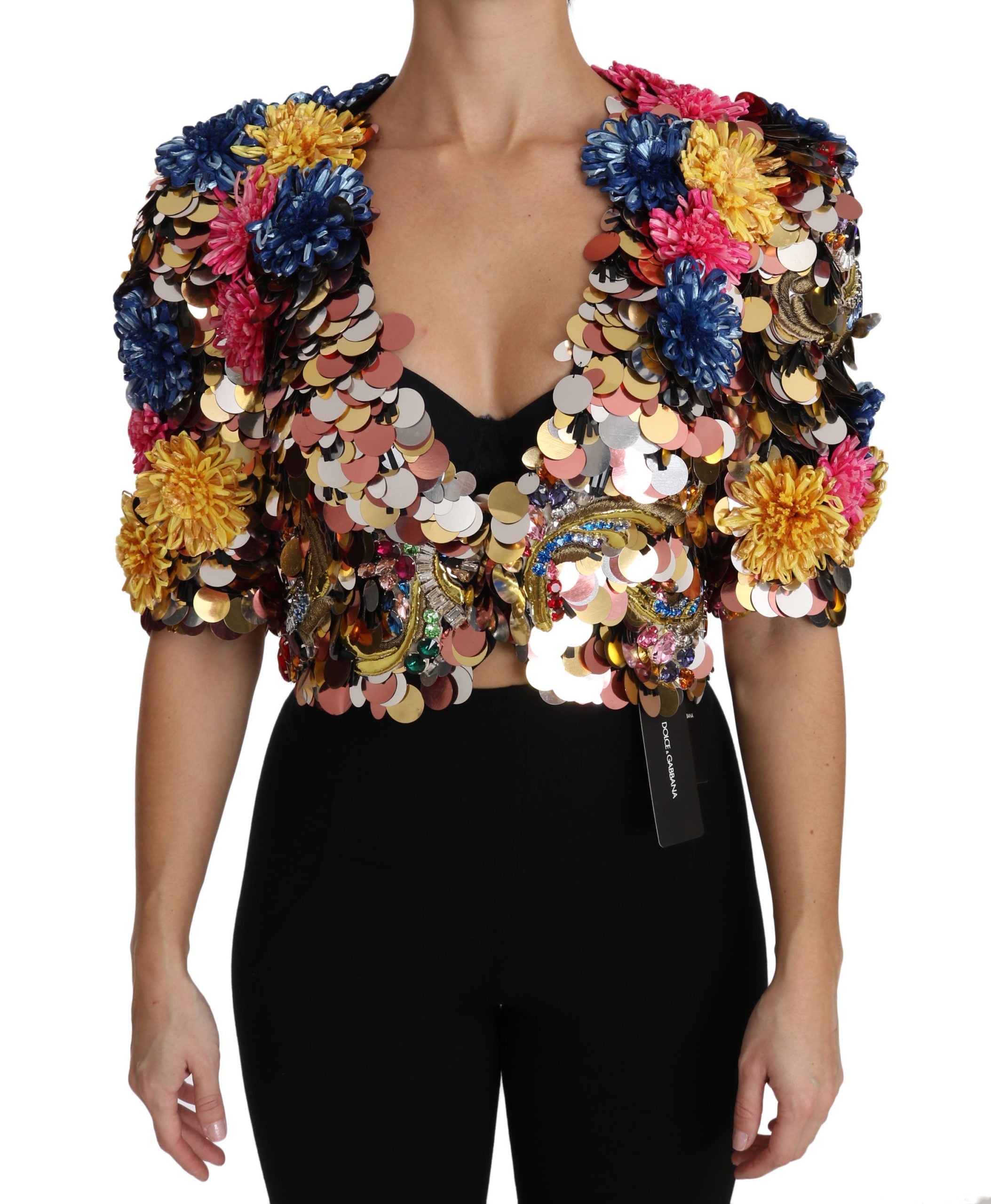 Dolce & Gabbana Crystal Sequined Floral Jacket Coat Dolce & Gabbana