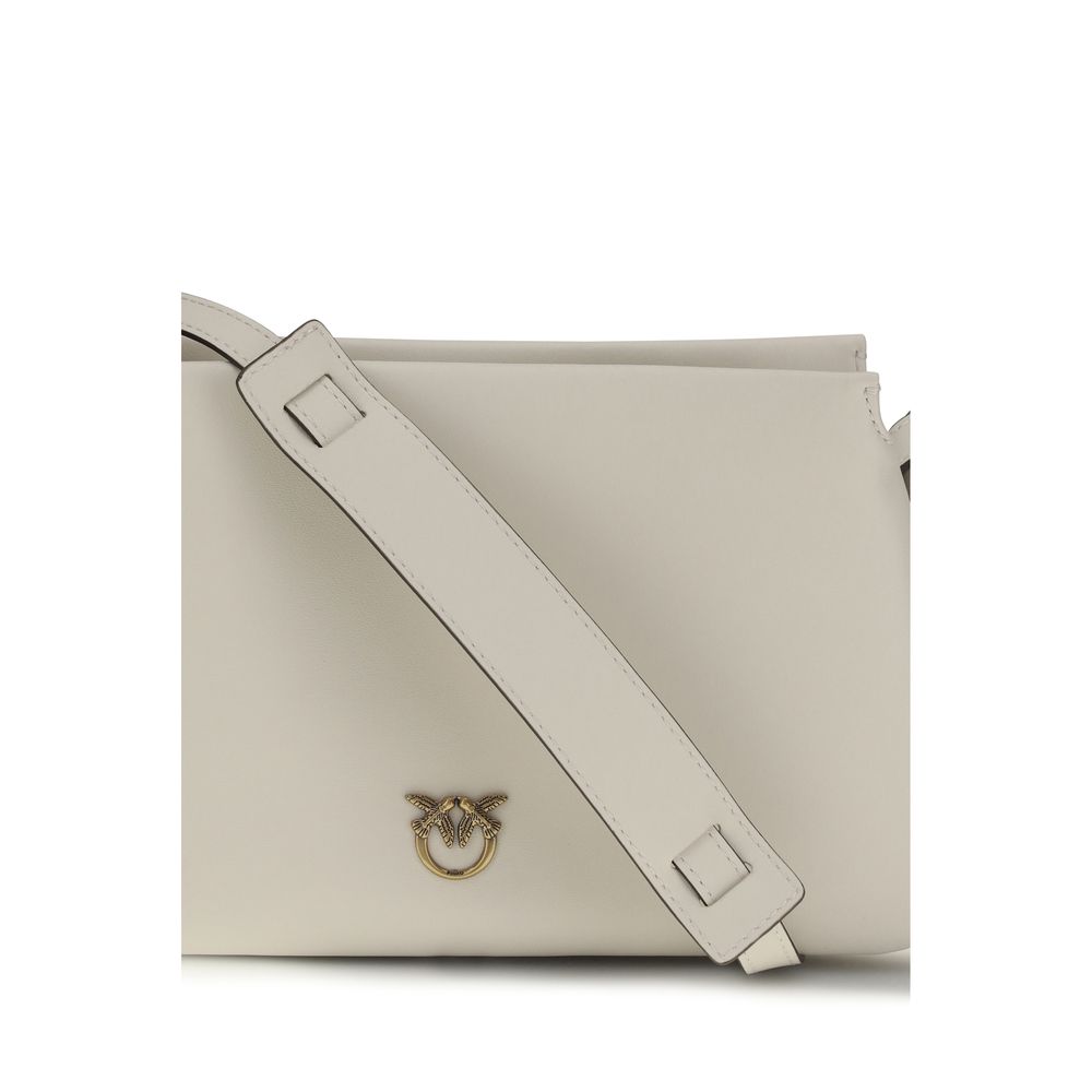 PINKO White Calf Leather Bos Taurus Shoulder Bag
