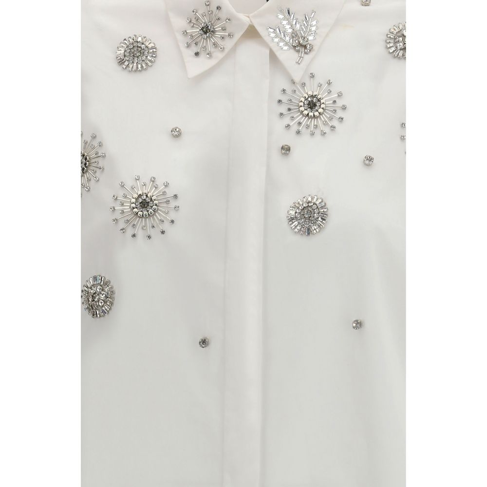 PINKO White Calf Leather Bos Taurus Pattern Shirt