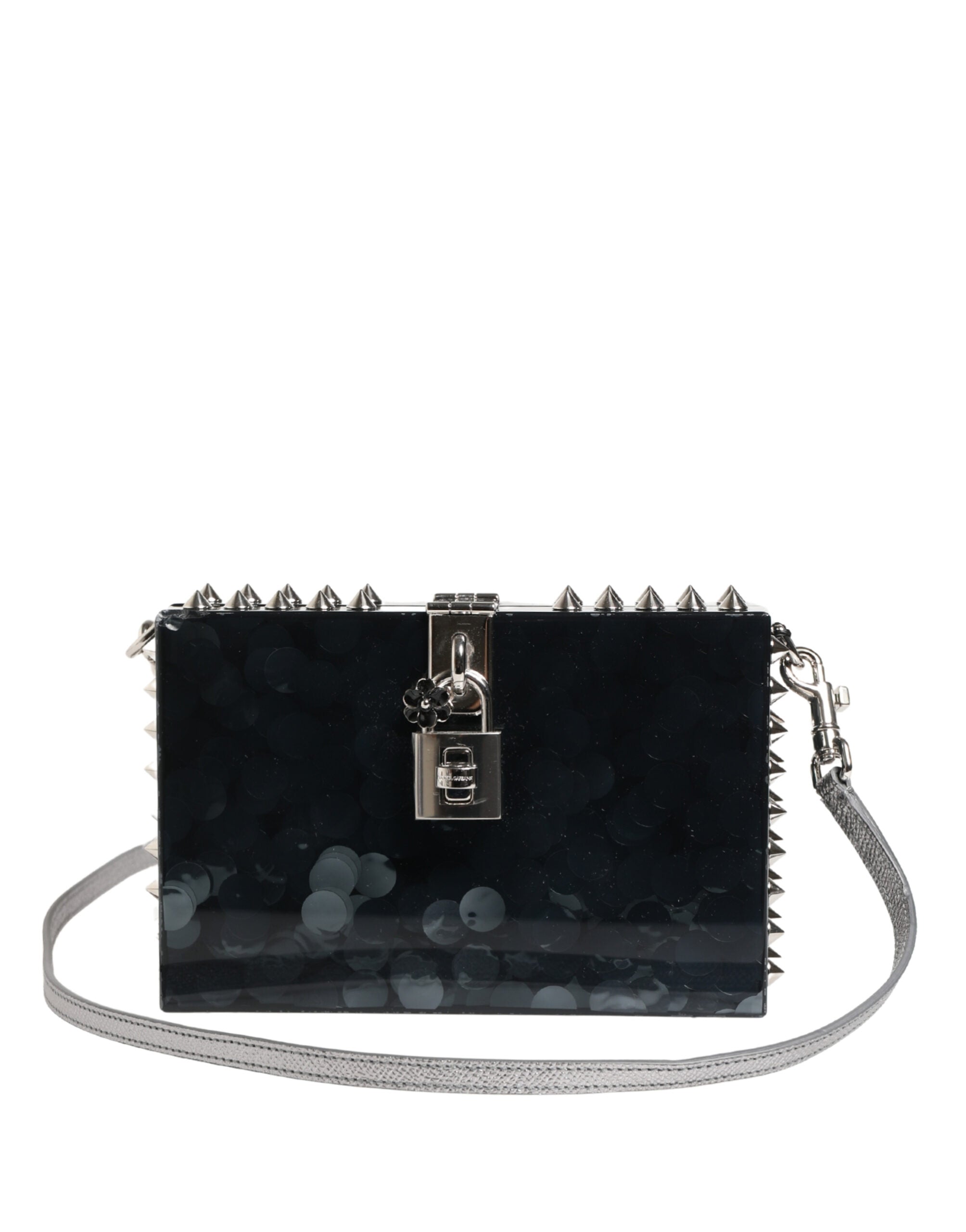 Dolce & Gabbana Black Acrylic Plexiglass Studded DOLCE BOX Clutch Bag