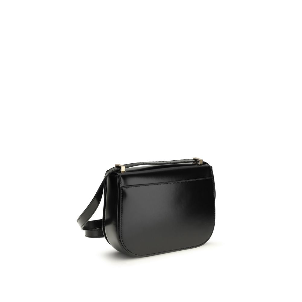 Ferragamo Black Calf Leather Bos Taurus Shoulder Bag