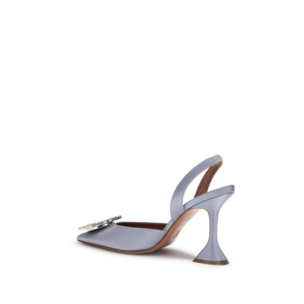 Amina Muaddi Purple Silk Pumps