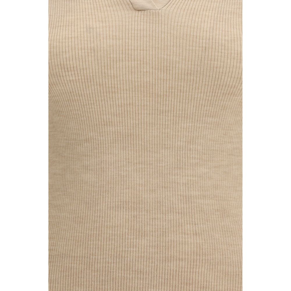 Max Mara Beige Fleece Wool Polo Shirt