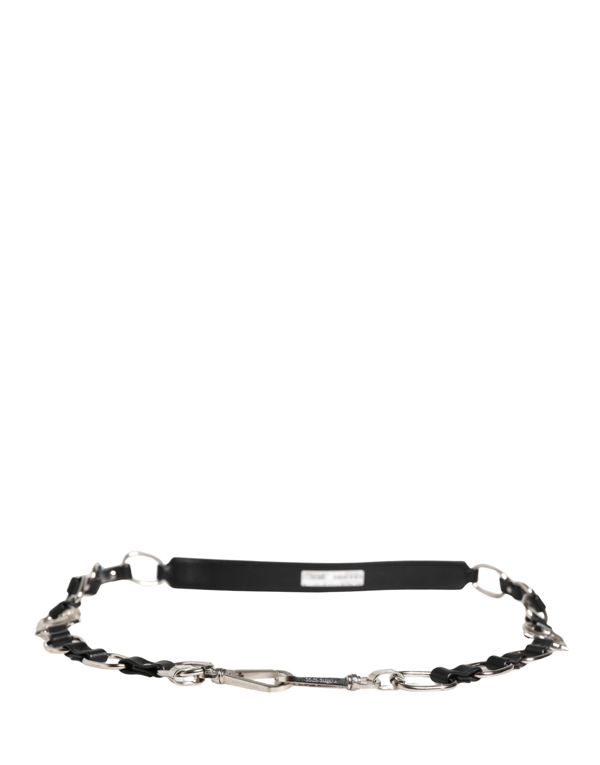 Dolce & Gabbana Black Leather Silver Chain Bag Accessory Shoulder Strap