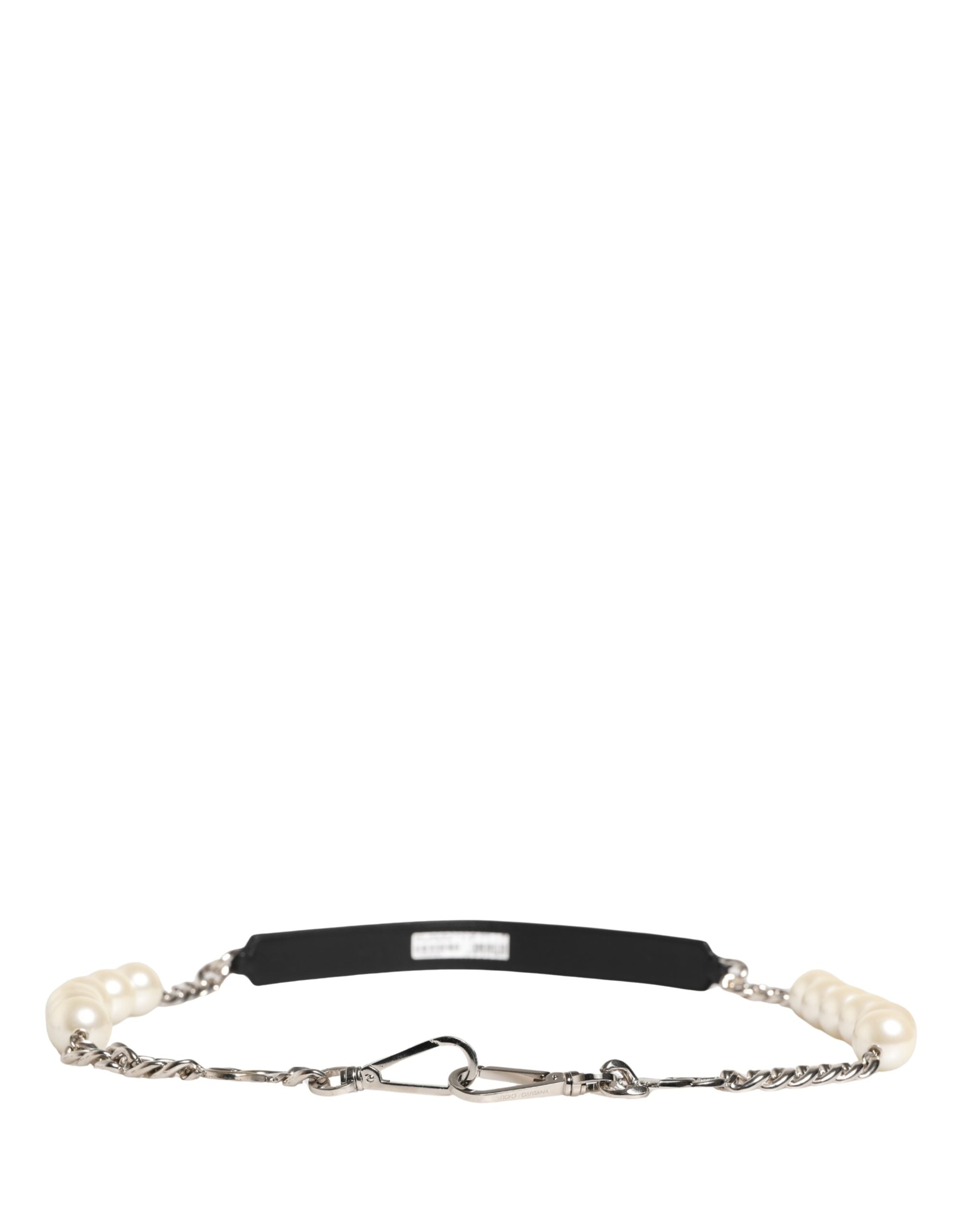 Dolce & Gabbana Black Leather Silver Chain Bag Accessory Shoulder Strap