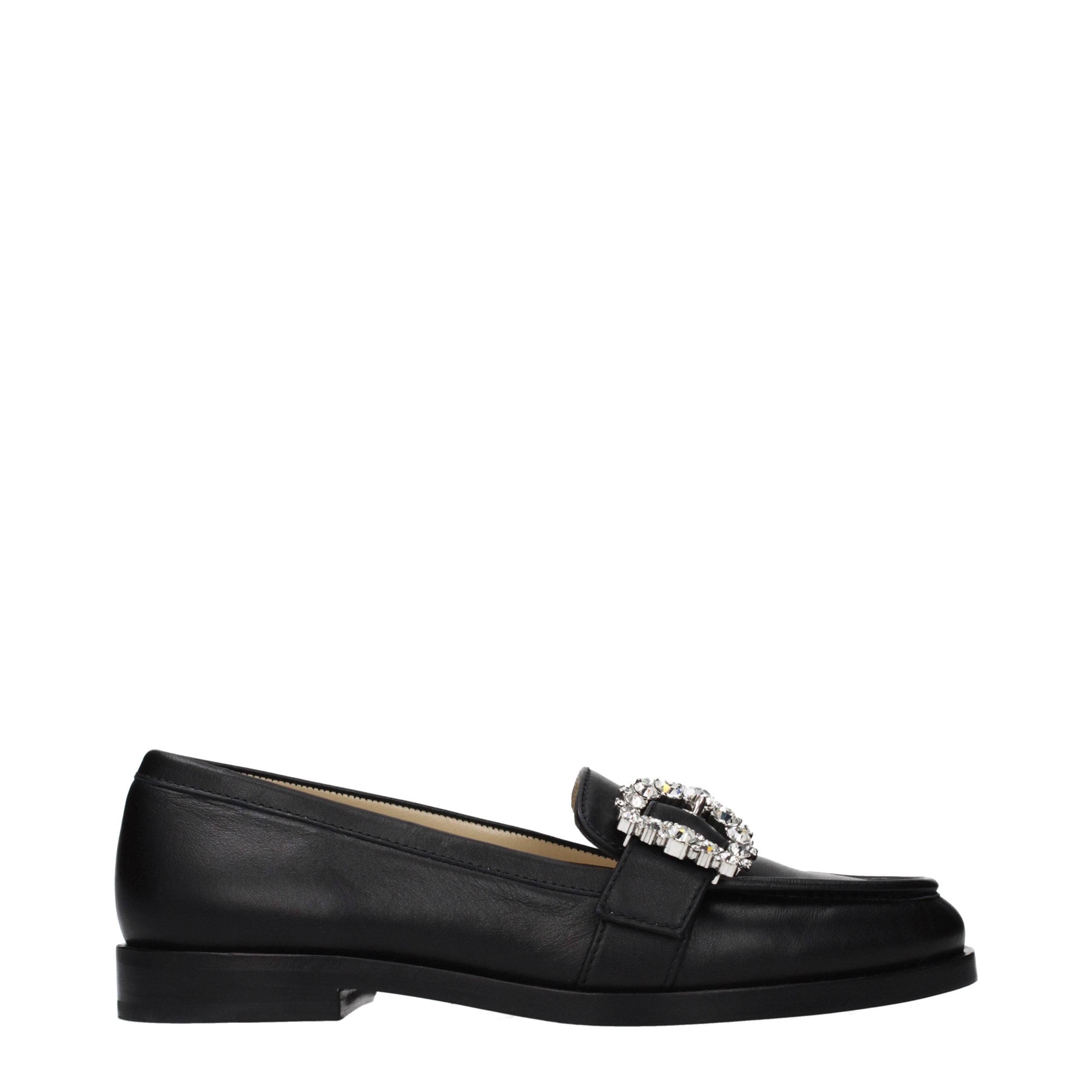 Jimmy Choo Black Leather Slip-On Loafers