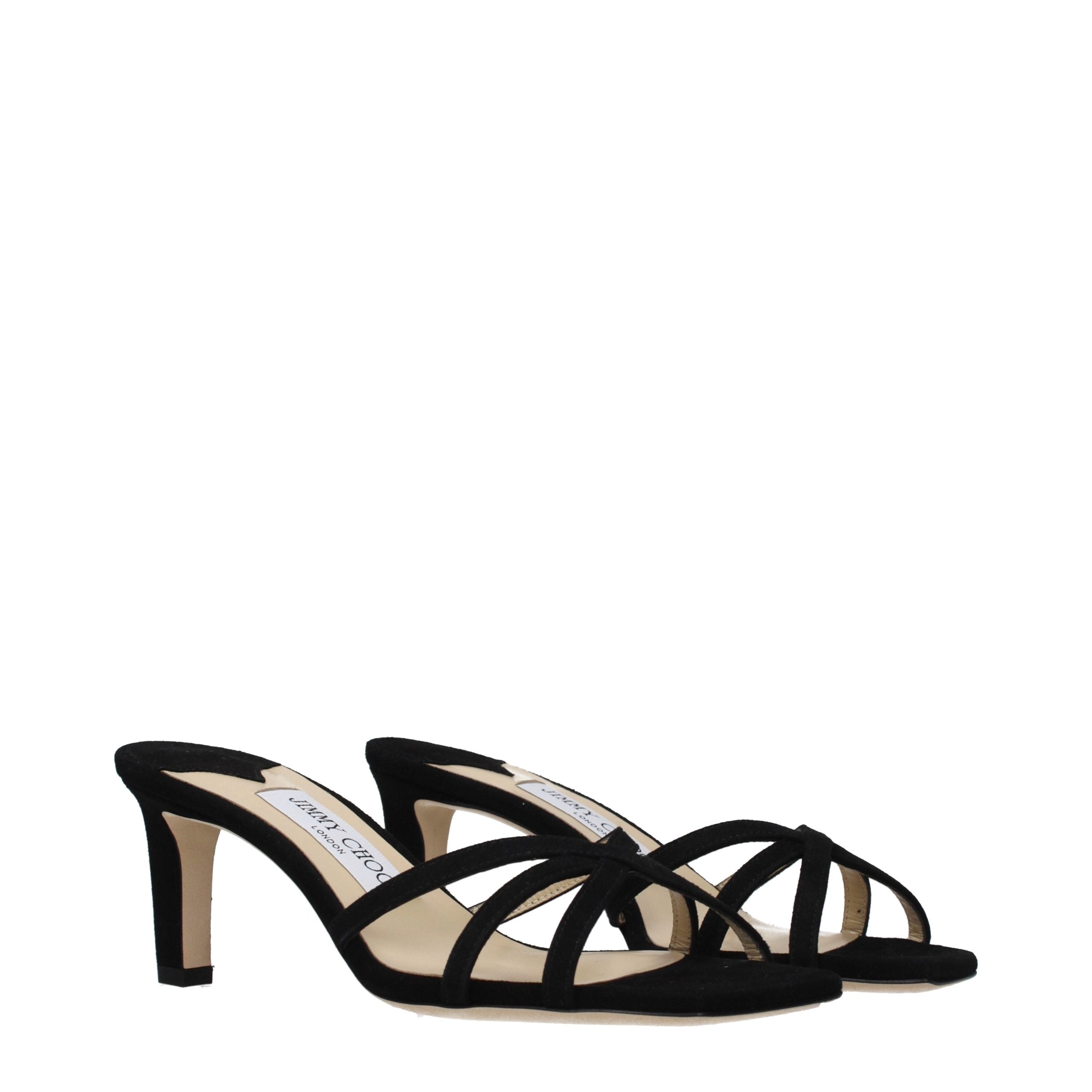 Jimmy Choo Black Leather Platform Sandals