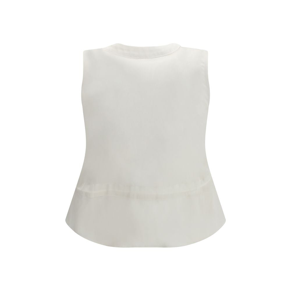 Sacai White Cotton Waistcoat