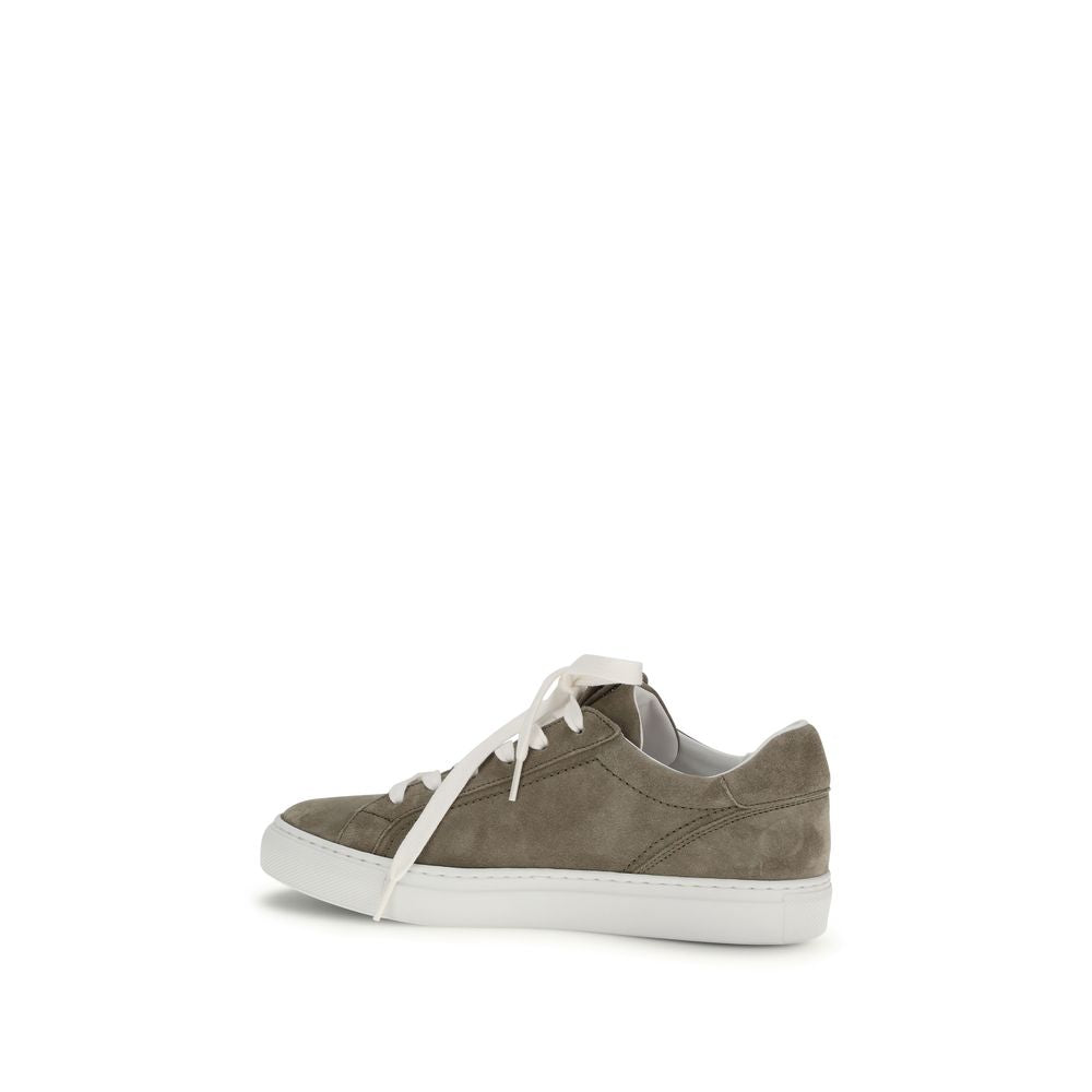 Brunello Cucinelli Gray Calf Leather Bos Taurus Sneakers