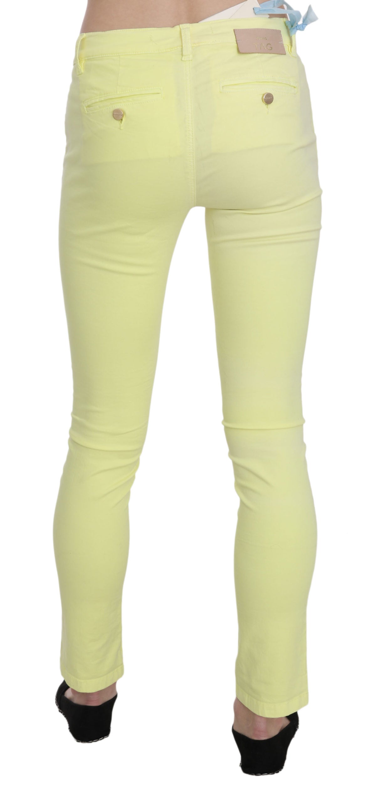 PINKO Yellow Cotton Stretch Low Waist Skinny Casual Trouser Pants PINKO