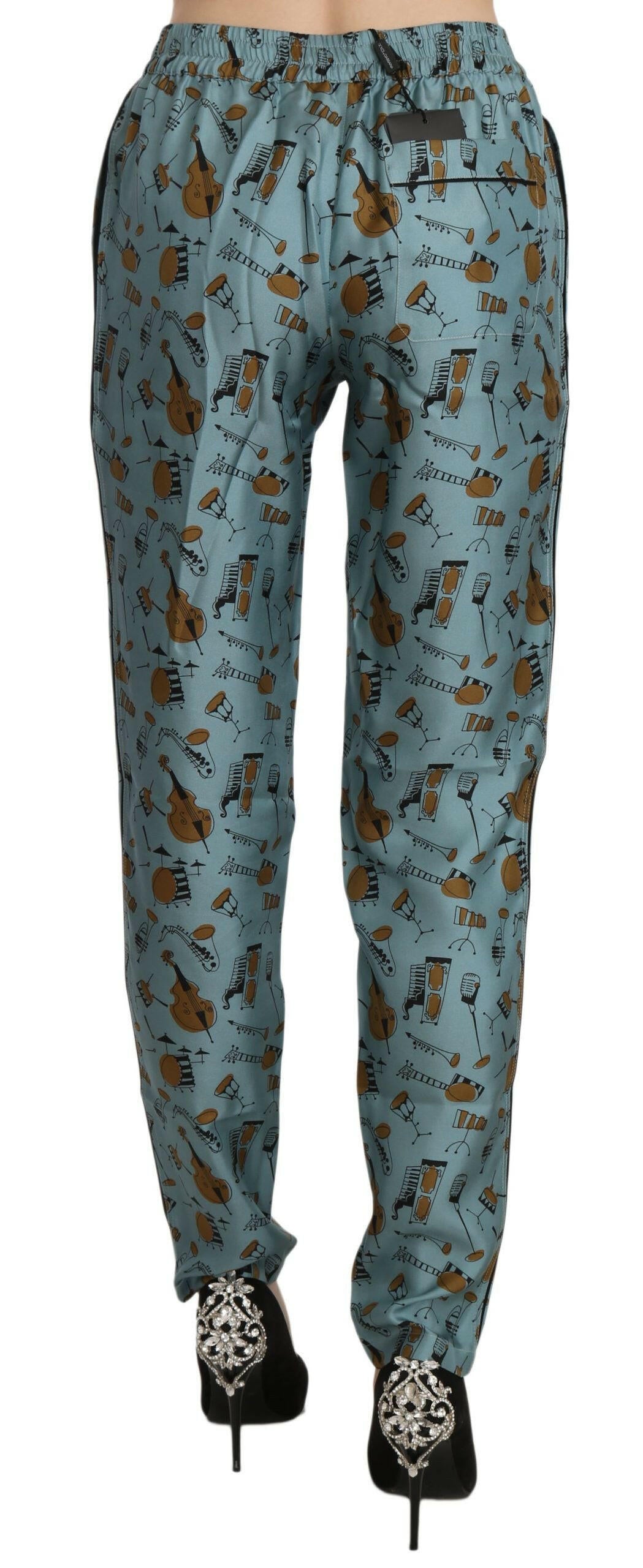 Dolce & Gabbana Blue Musical Instruments Print Tapered Pants.