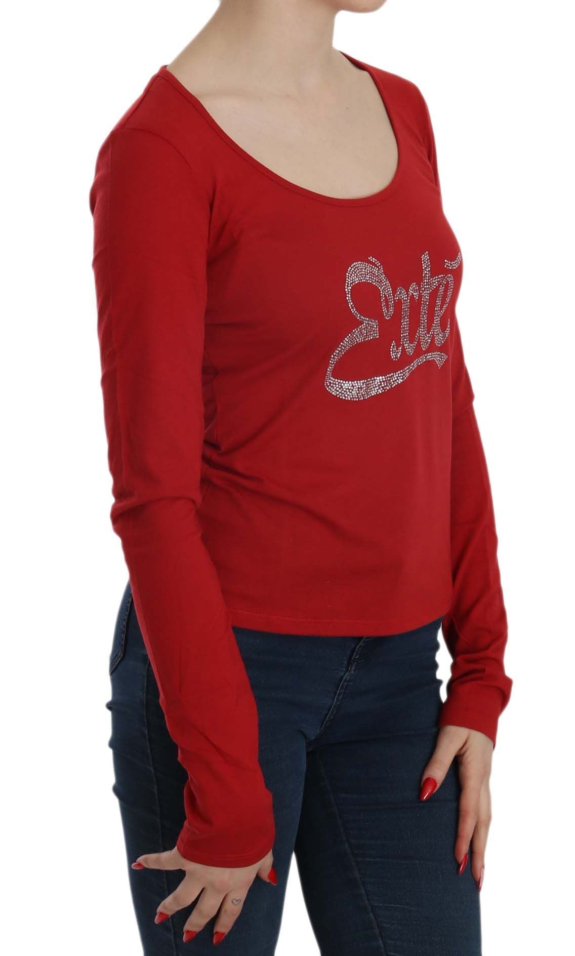 Exte Ravishing Red Crystal Embellished Blouse Exte