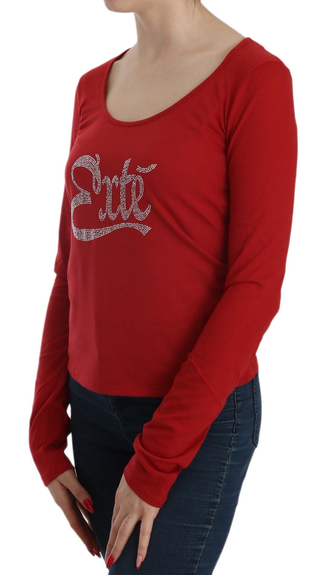 Exte Ravishing Red Crystal Embellished Blouse Exte