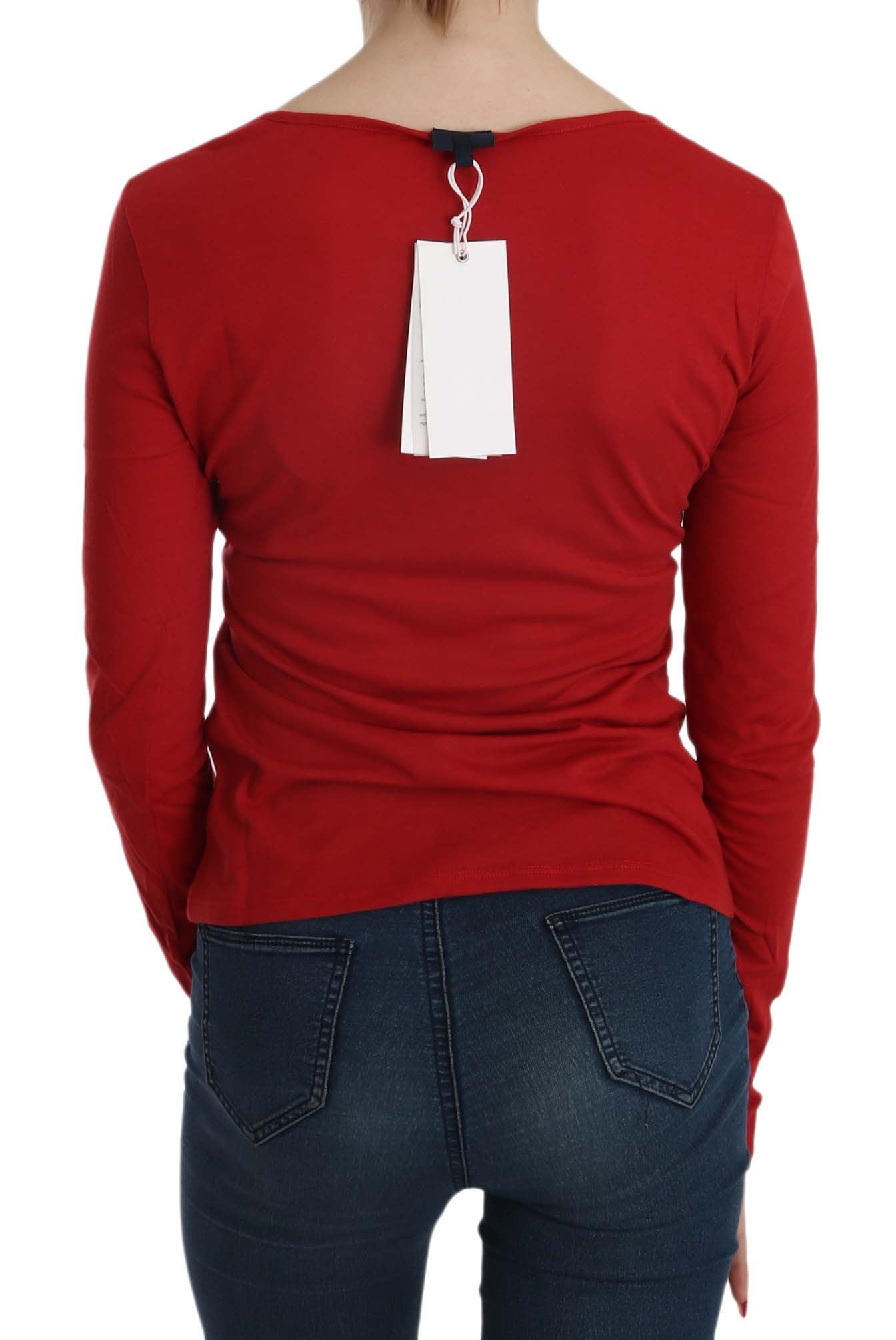 Exte Ravishing Red Crystal Embellished Blouse Exte