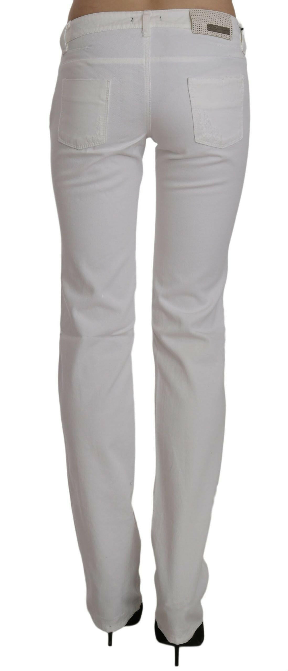 Costume National White Cotton Slim Fit Straight Jeans Pants.