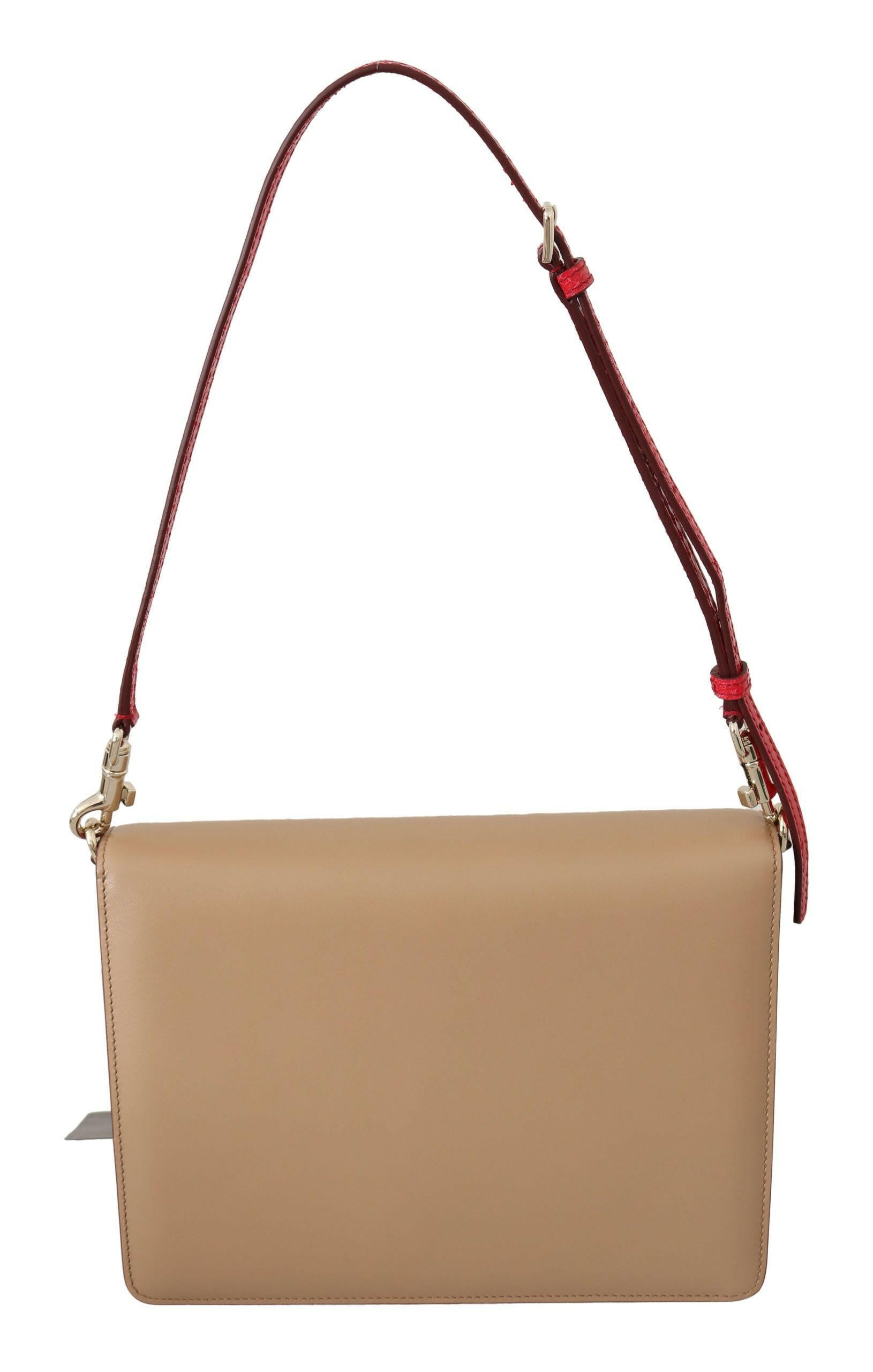 Dolce & Gabbana Purple Beige Red Leather Crossbody Purse Bag.