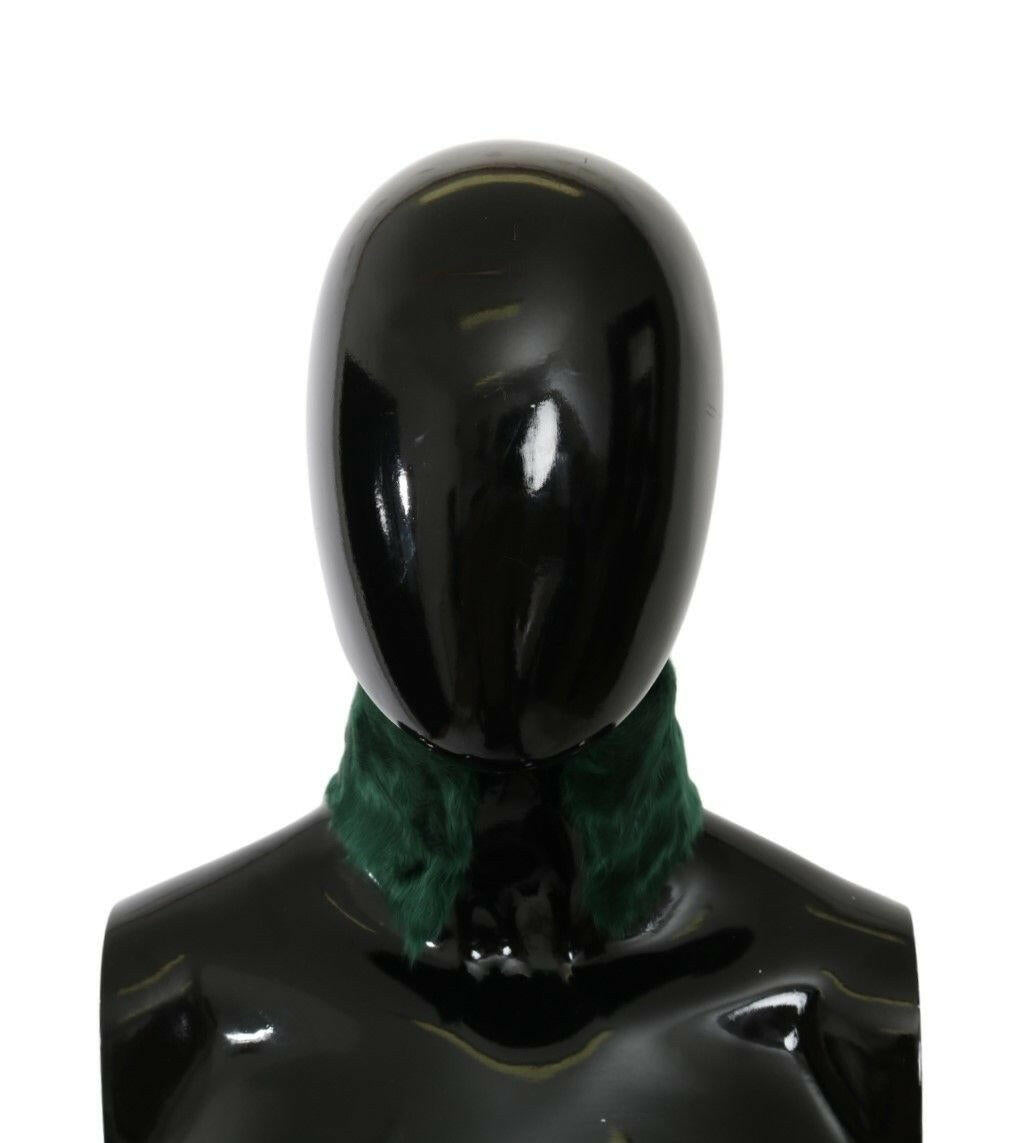 Dolce & Gabbana Green Fur Neck Collar Wrap Lambskin Scarf.