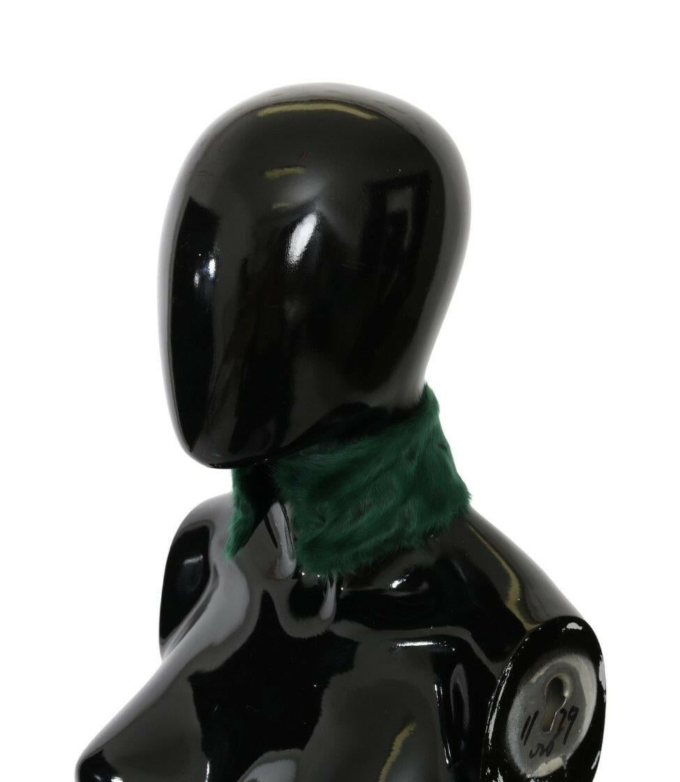 Dolce & Gabbana Green Fur Neck Collar Wrap Lambskin Scarf.