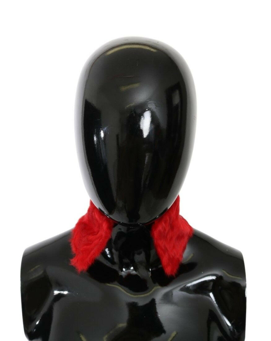 Dolce & Gabbana Red Fur Neck Collar Wrap Lambskin Scarf.
