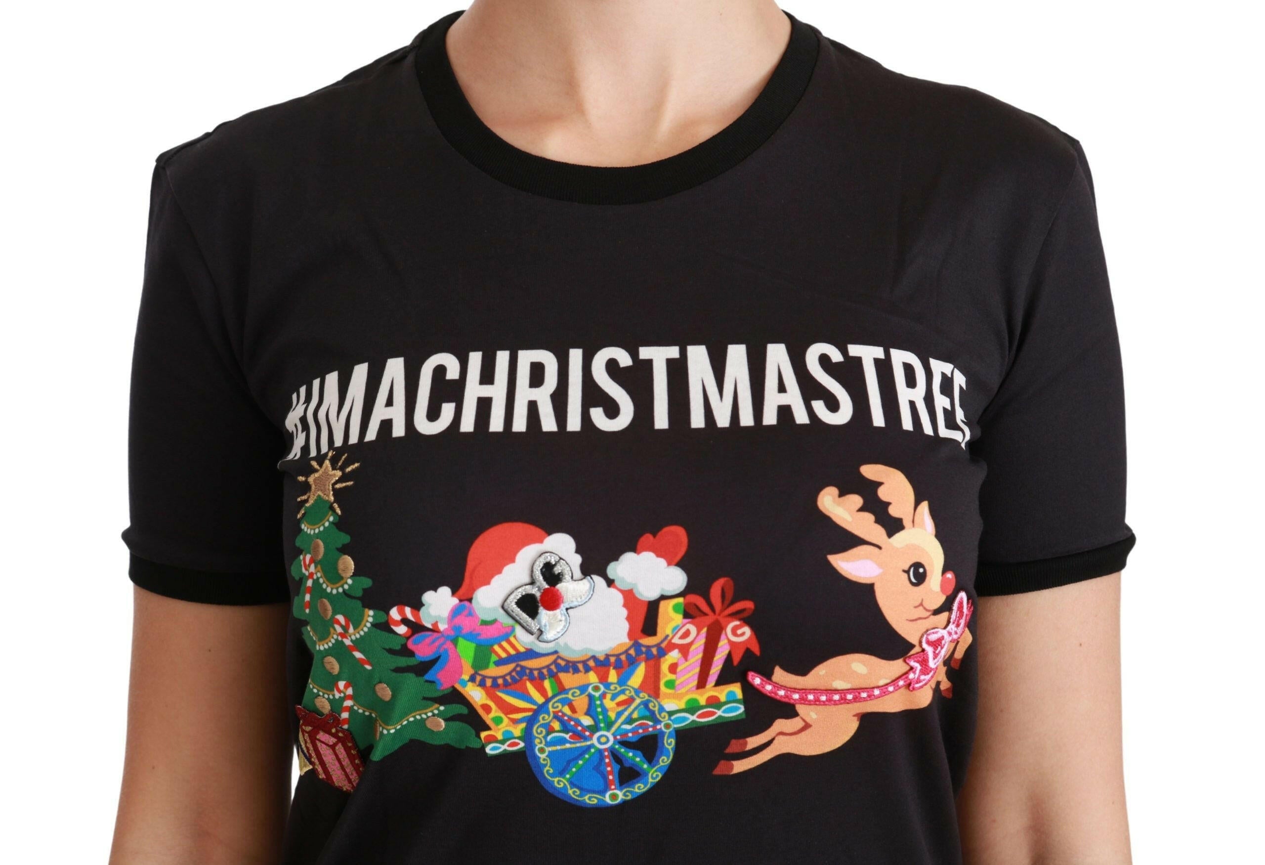 Dolce & Gabbana Black #ImAChristmasTree Crewneck Top T-shirt.