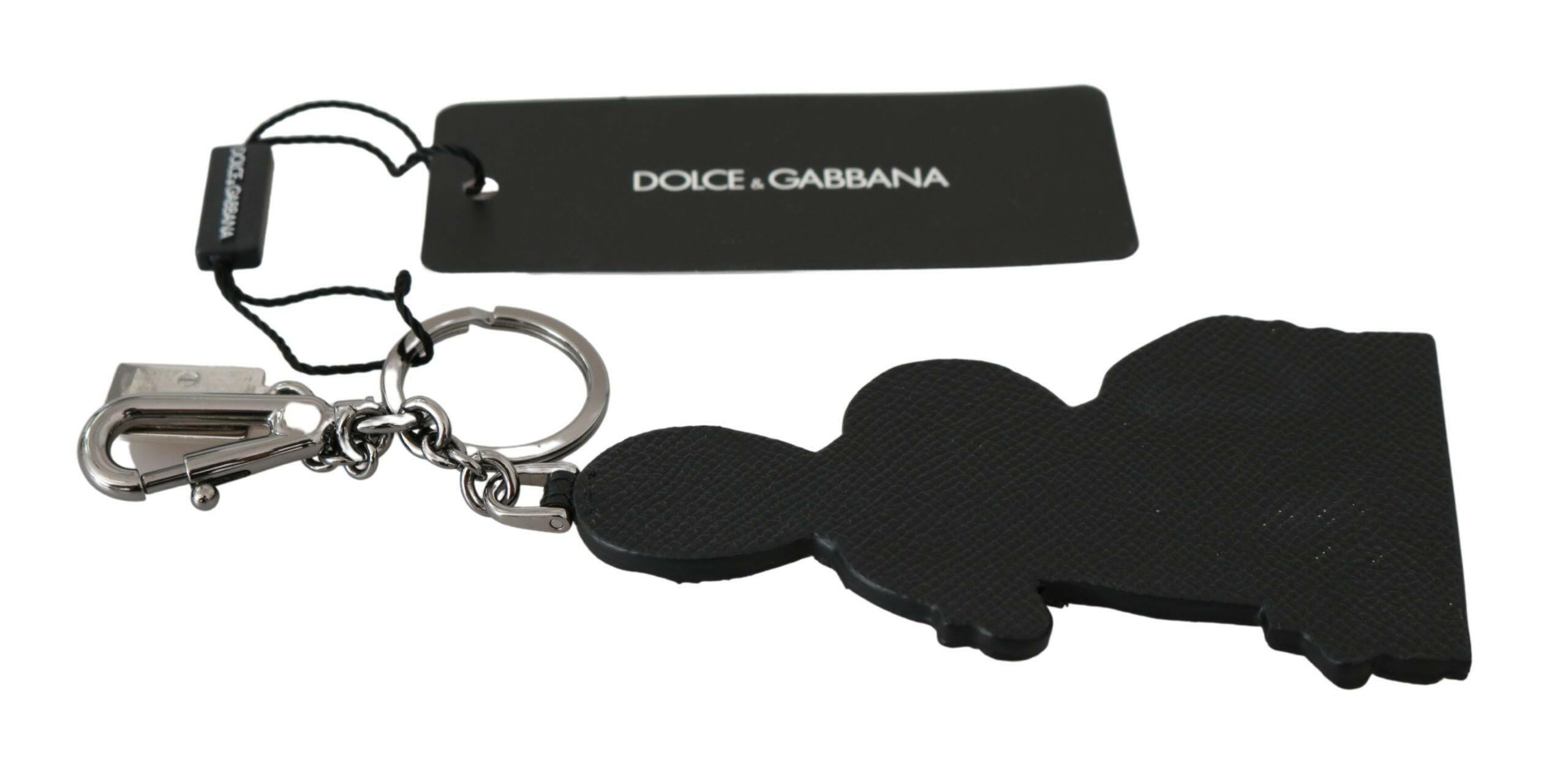 Dolce & Gabbana Leather Dominico Stefano #DGFAMILY Logo Badge Keychain.