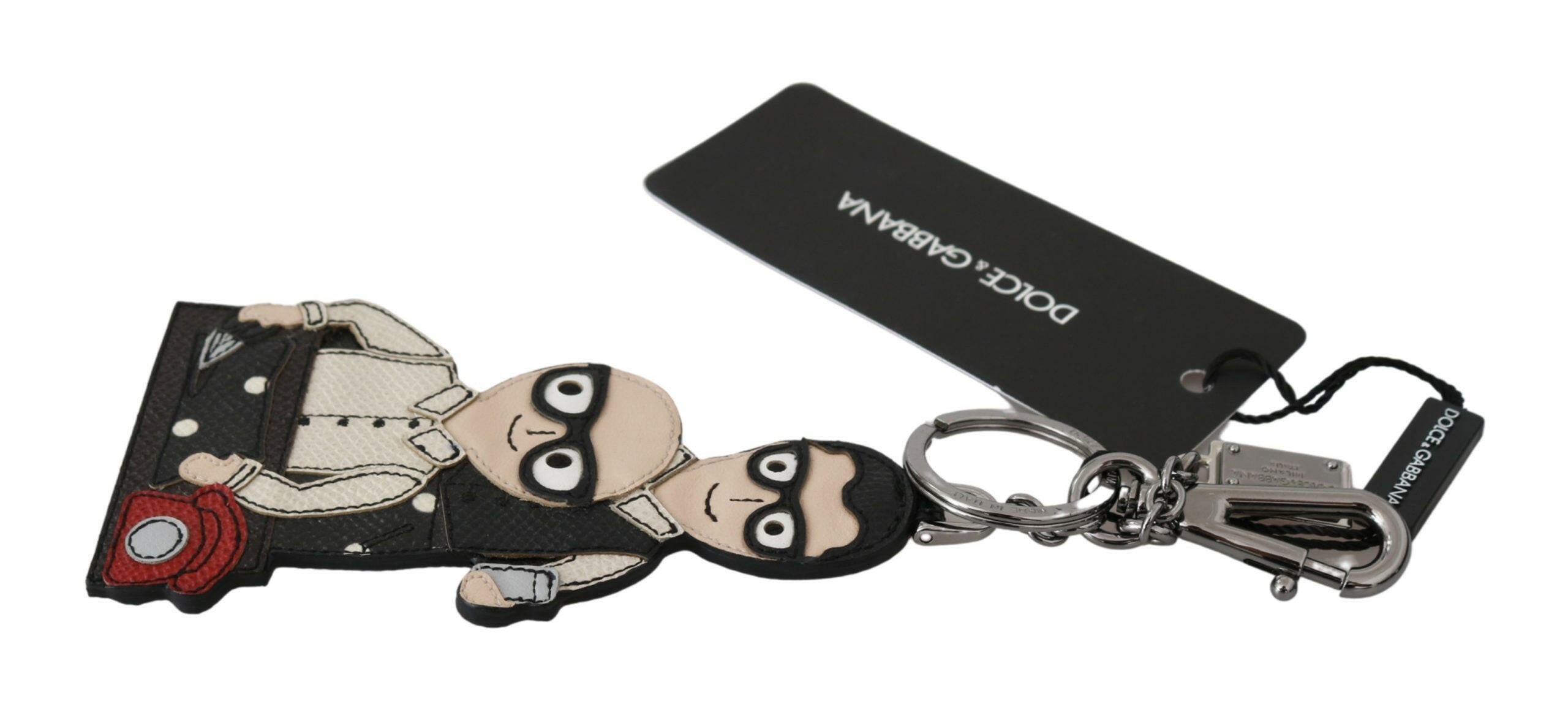Dolce & Gabbana Leather Dominico Stefano #DGFAMILY Logo Badge Keychain.