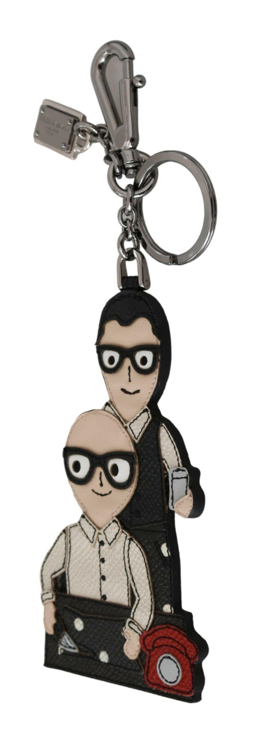 Dolce & Gabbana Leather Dominico Stefano #DGFAMILY Logo Badge Keychain.