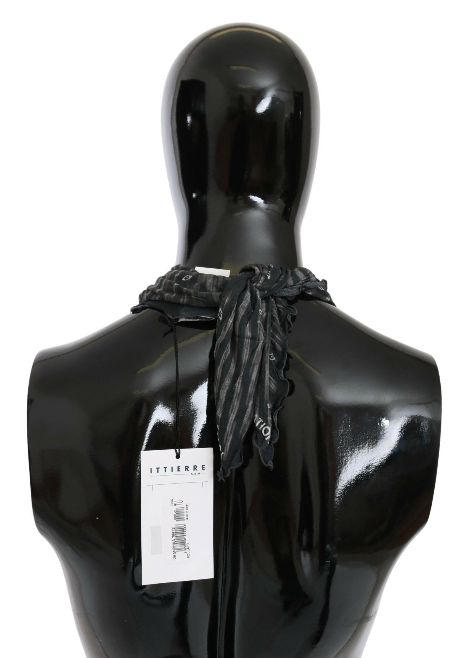 Costume National Black Gray Viscose Foulard Branded Scarf.