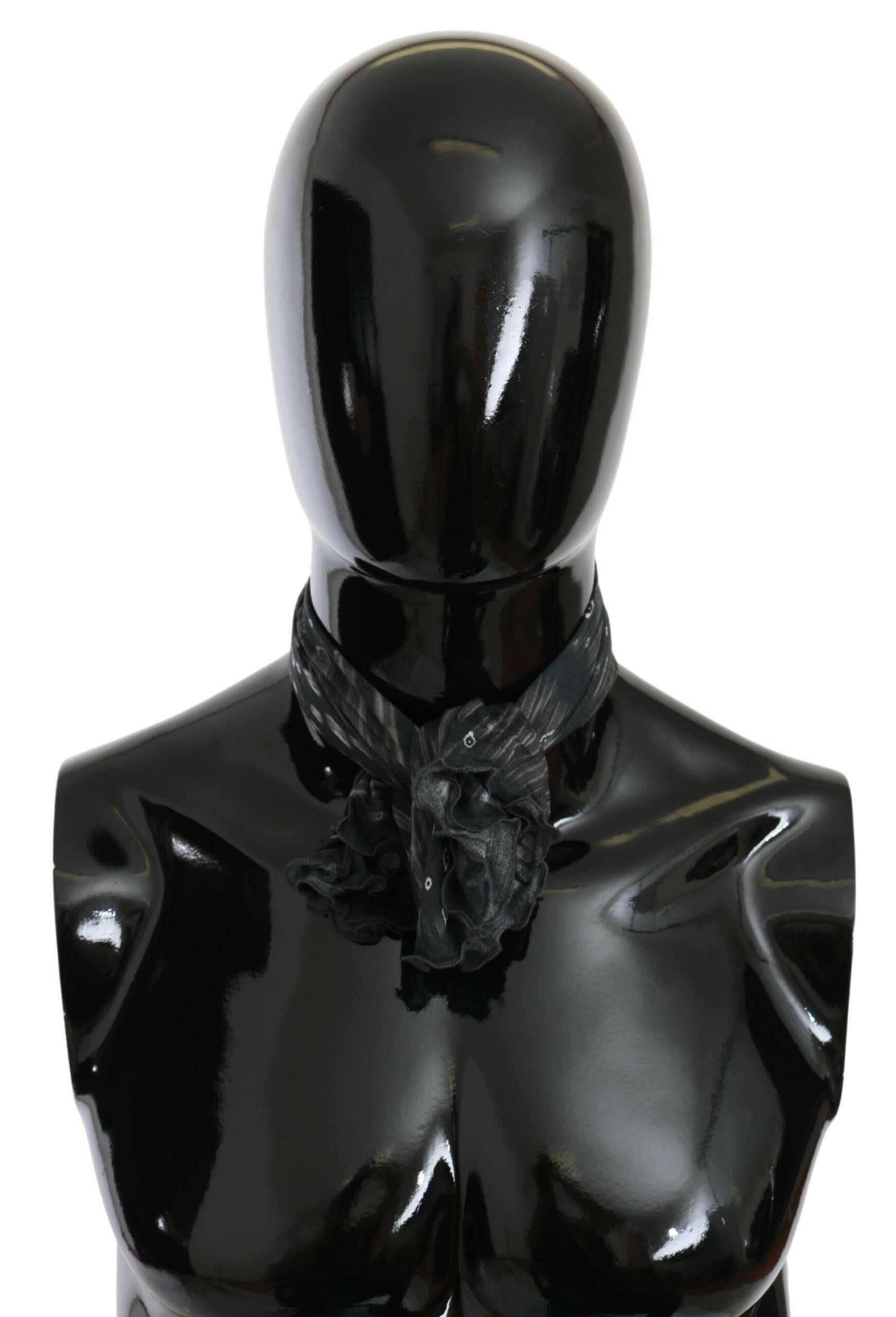 Costume National Black Gray Viscose Foulard Branded Scarf.