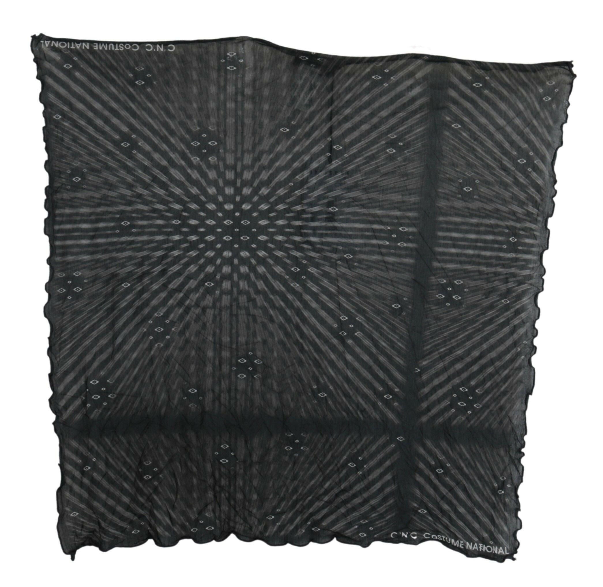 Costume National Black Gray Viscose Foulard Branded Scarf.
