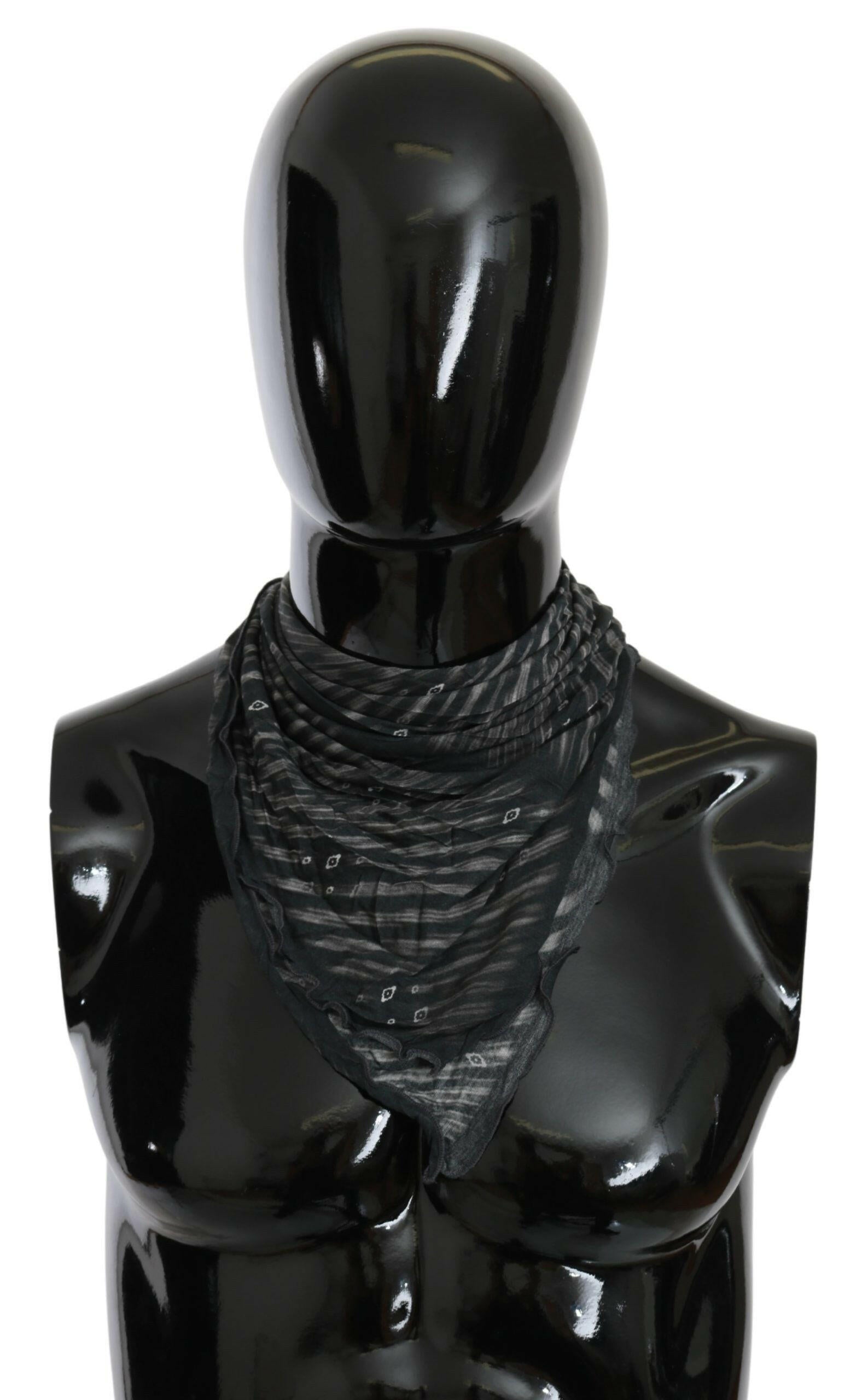 Costume National Black Gray Viscose Foulard Branded Scarf.