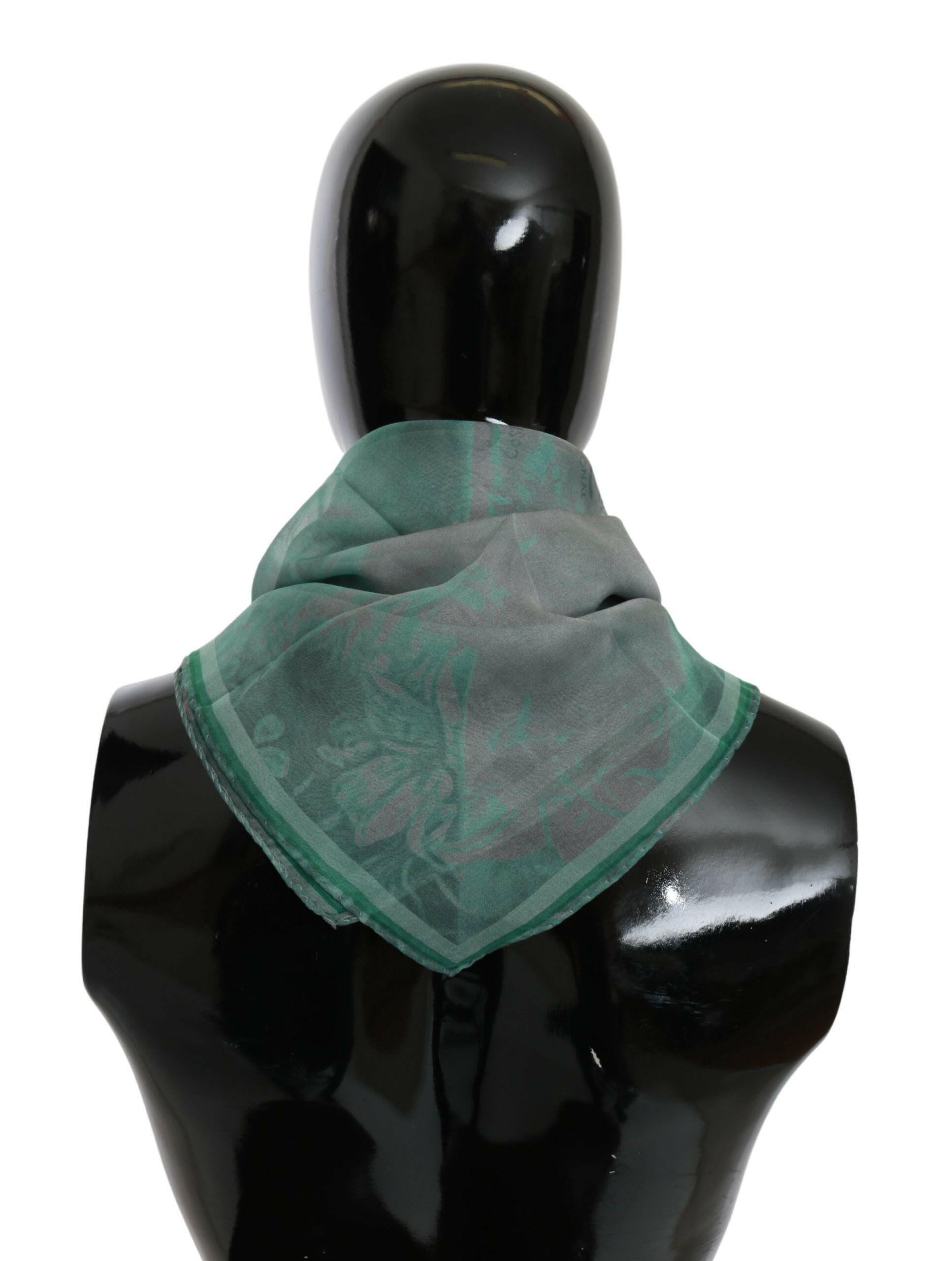 Costume National Green Silk Shawl Foulard Wrap Scarf.