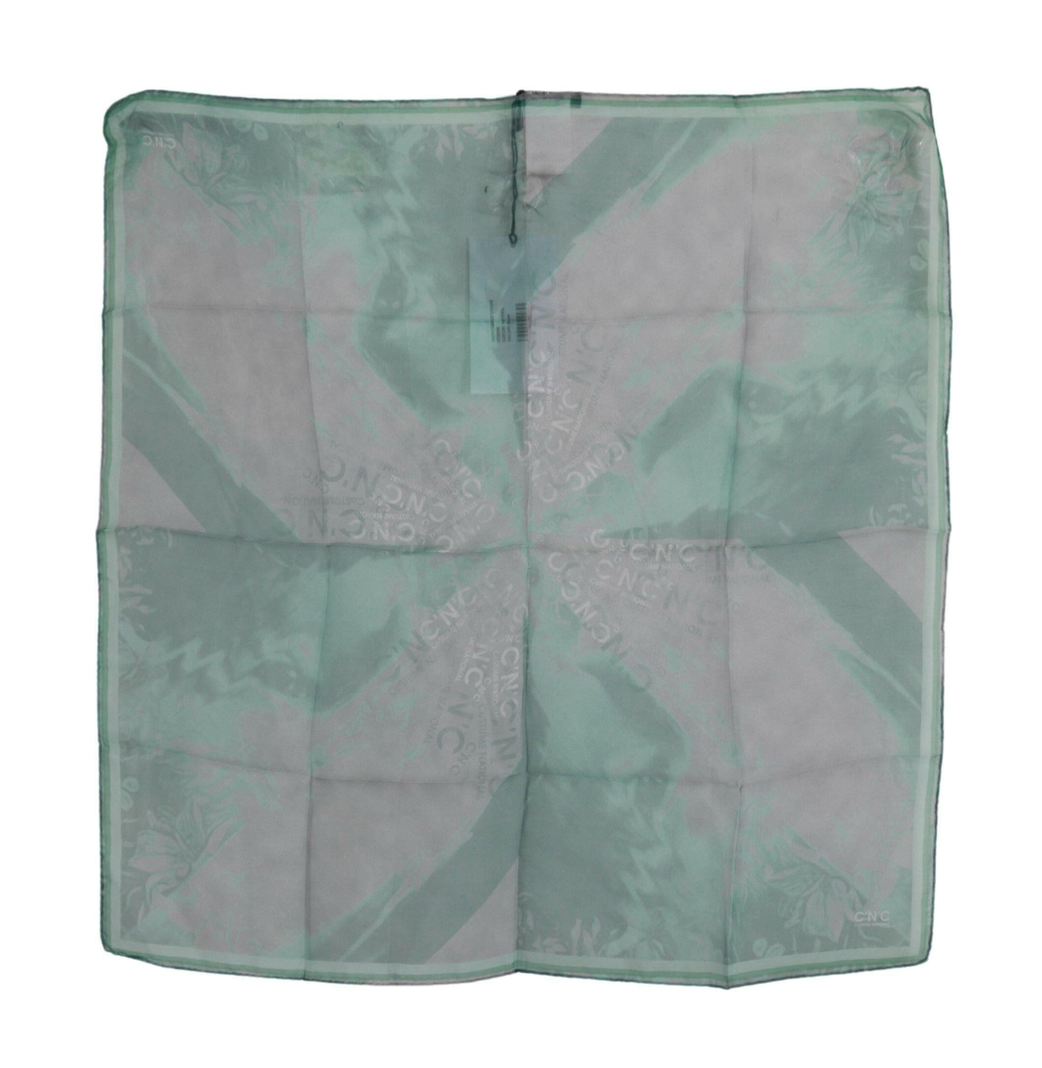 Costume National Green Silk Shawl Foulard Wrap Scarf.