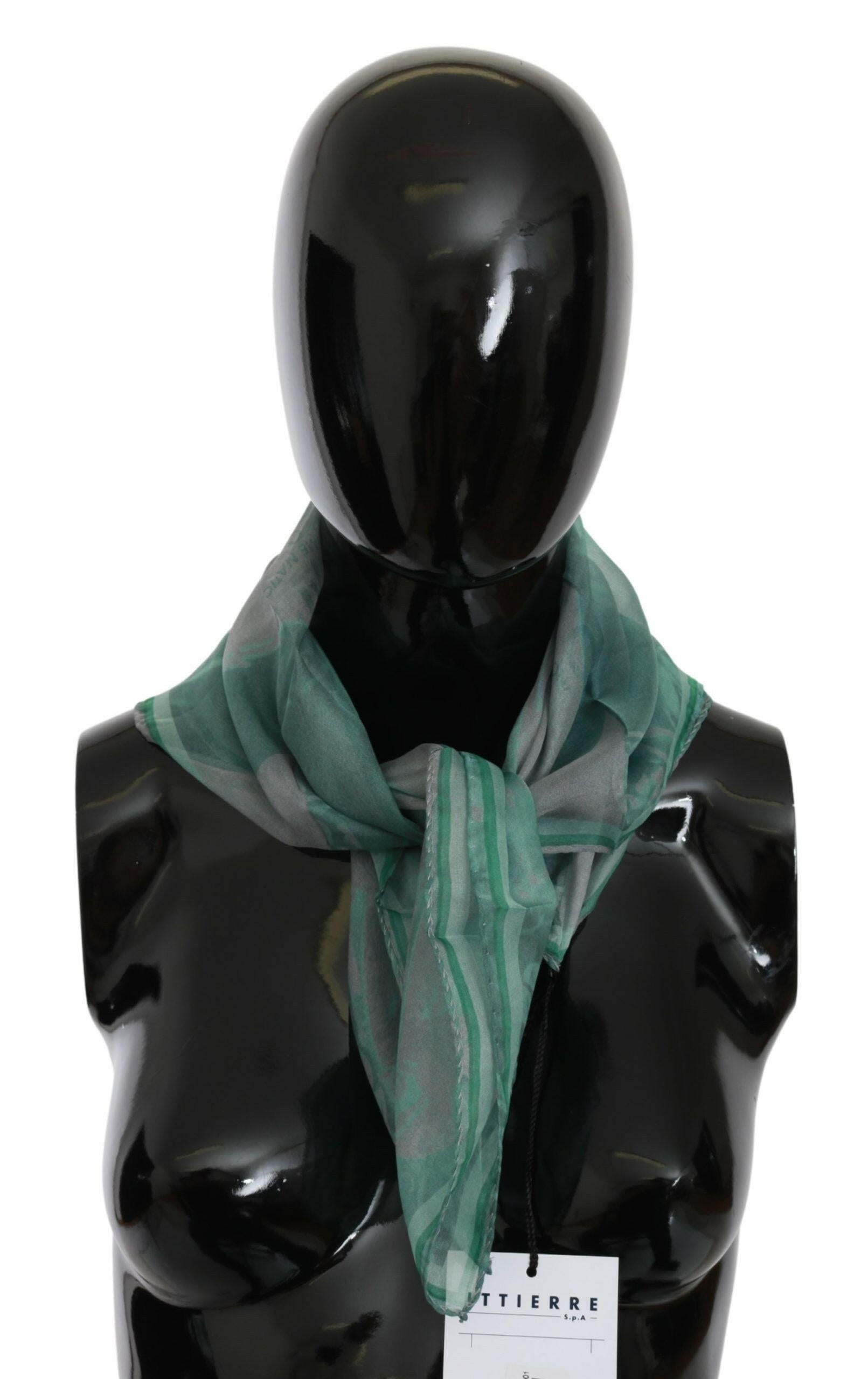 Costume National Green Silk Shawl Foulard Wrap Scarf.