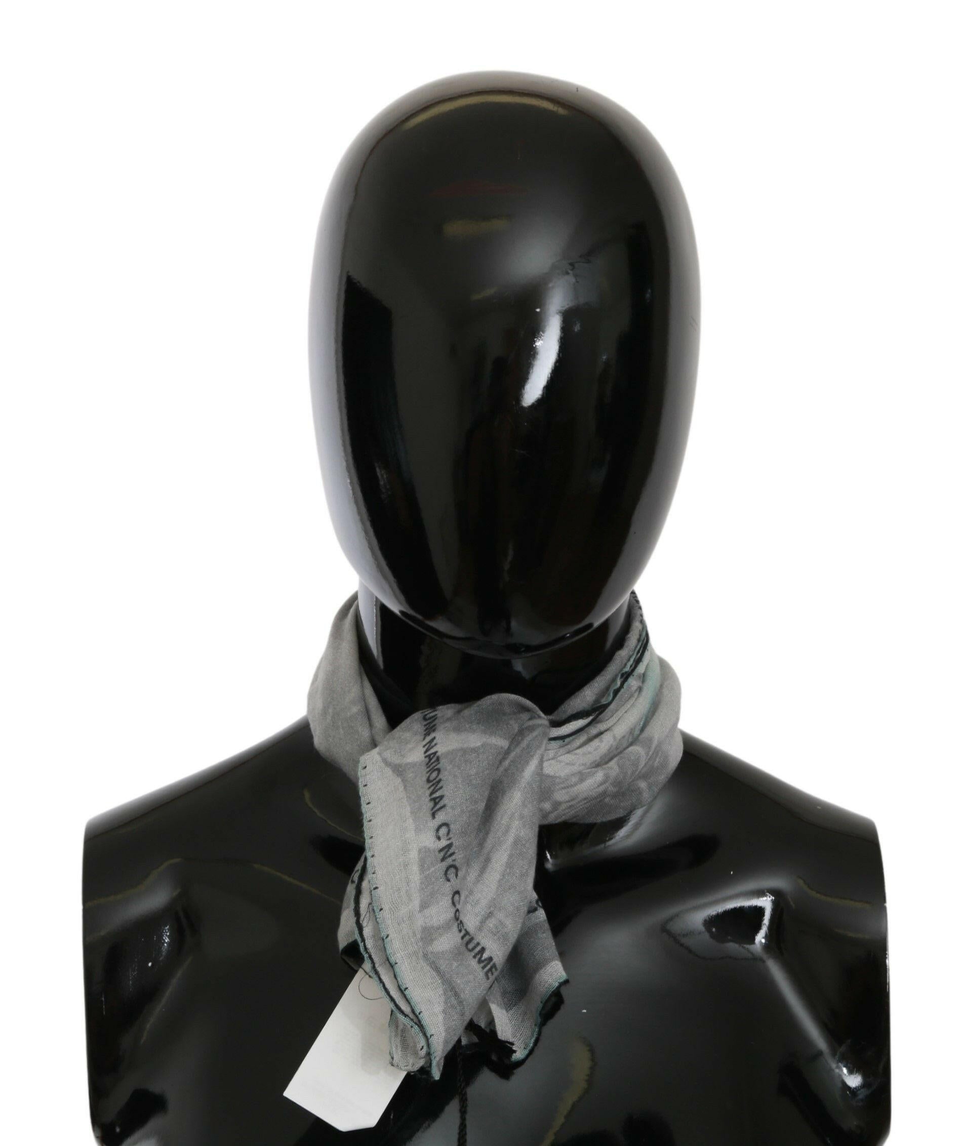 Costume National Gray Silk Shawl Foulard Wrap Scarf.