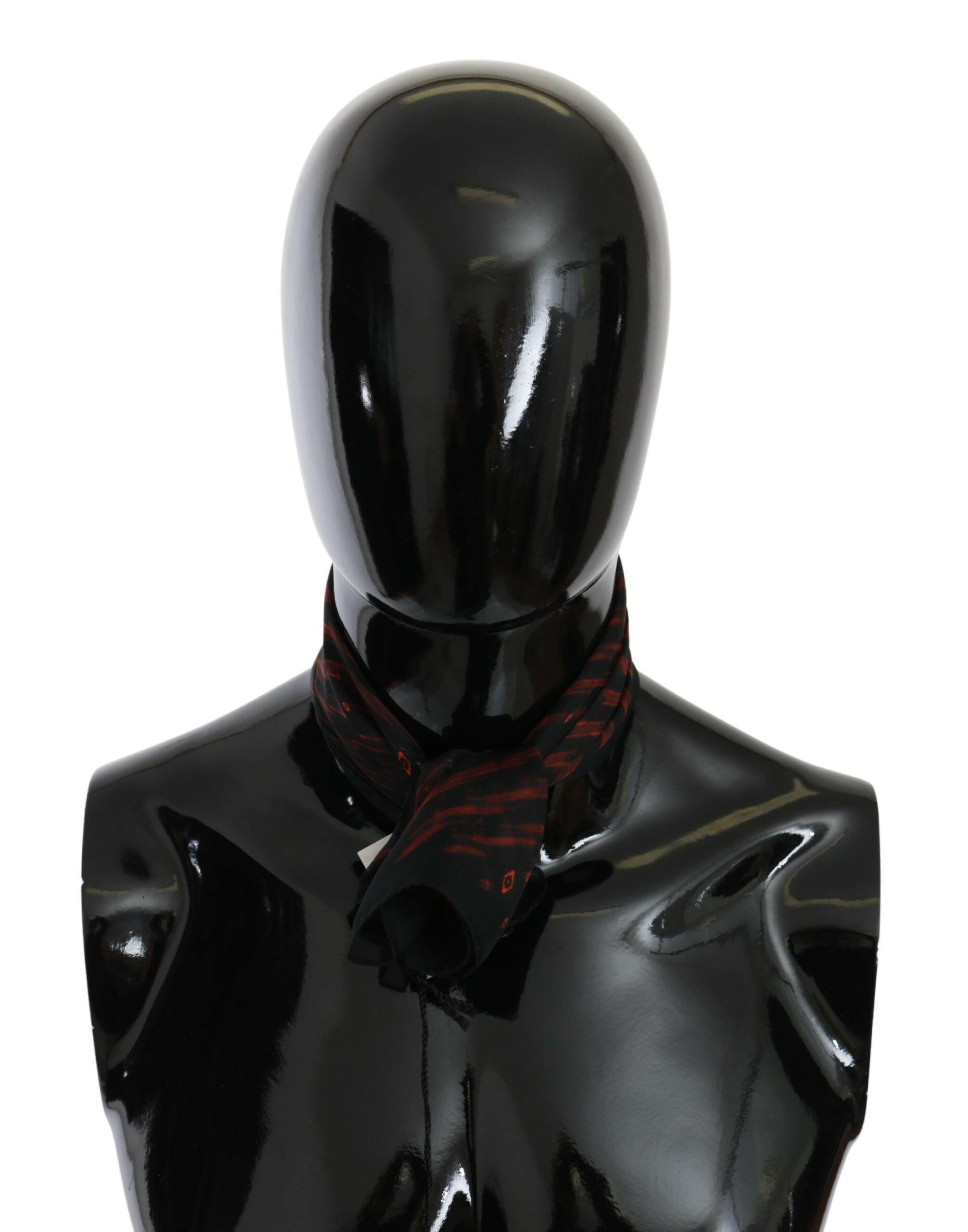 Costume National Black Orange 100% Silk Branded Scarf.