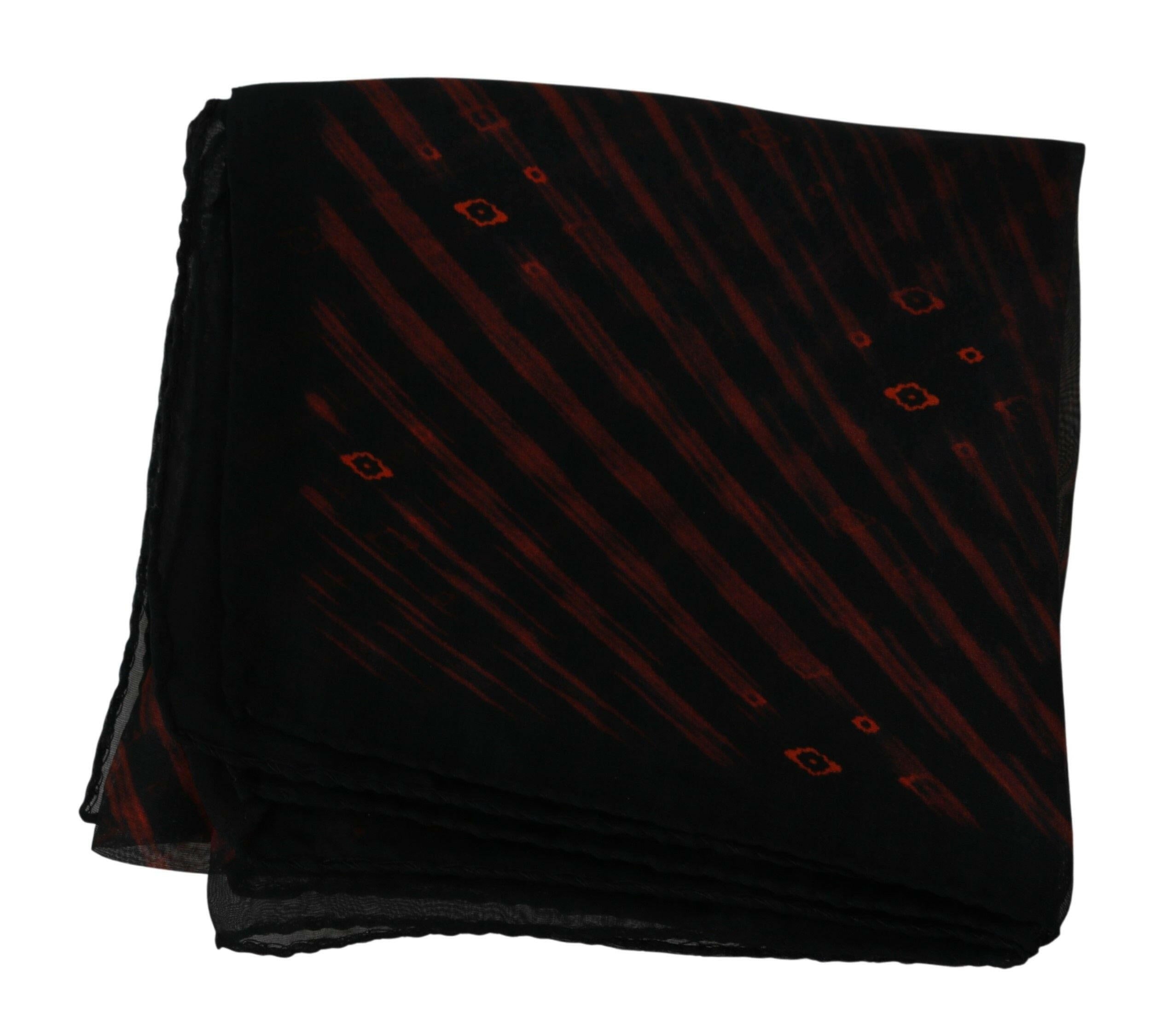 Costume National Black Orange 100% Silk Branded Scarf.