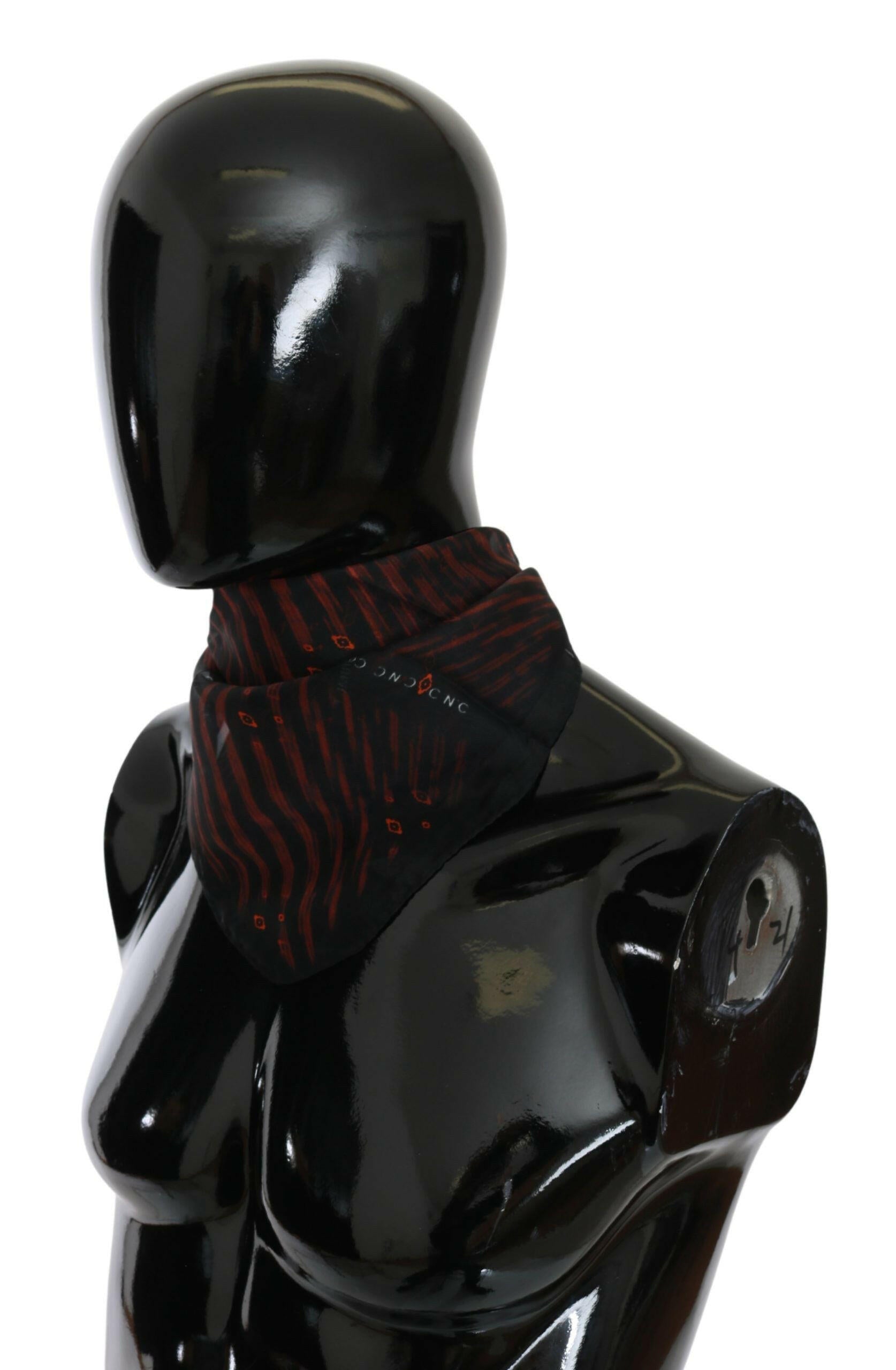 Costume National Black Orange 100% Silk Branded Scarf.