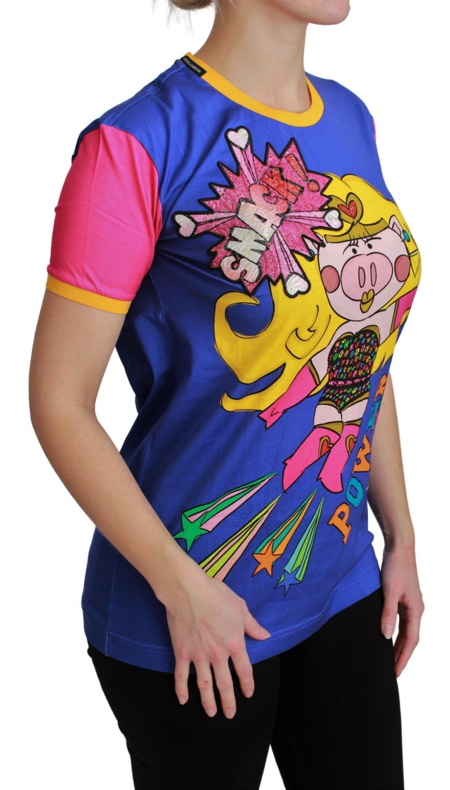 Dolce & Gabbana Purple PIG SUPERGIRL Top Cotton T-shirt.