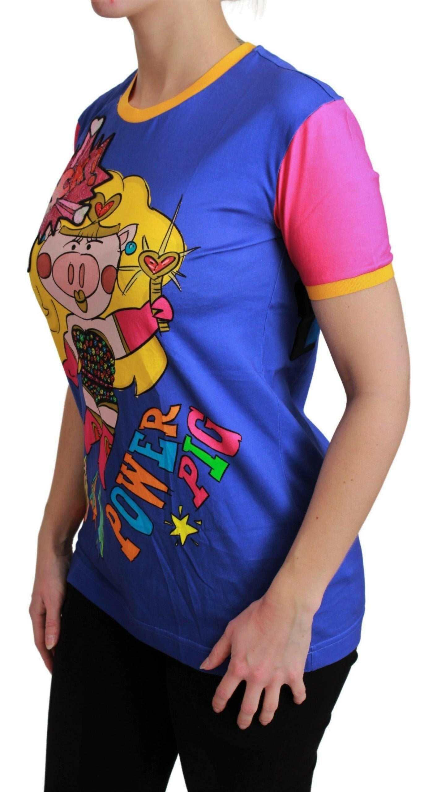 Dolce & Gabbana Purple PIG SUPERGIRL Top Cotton T-shirt.