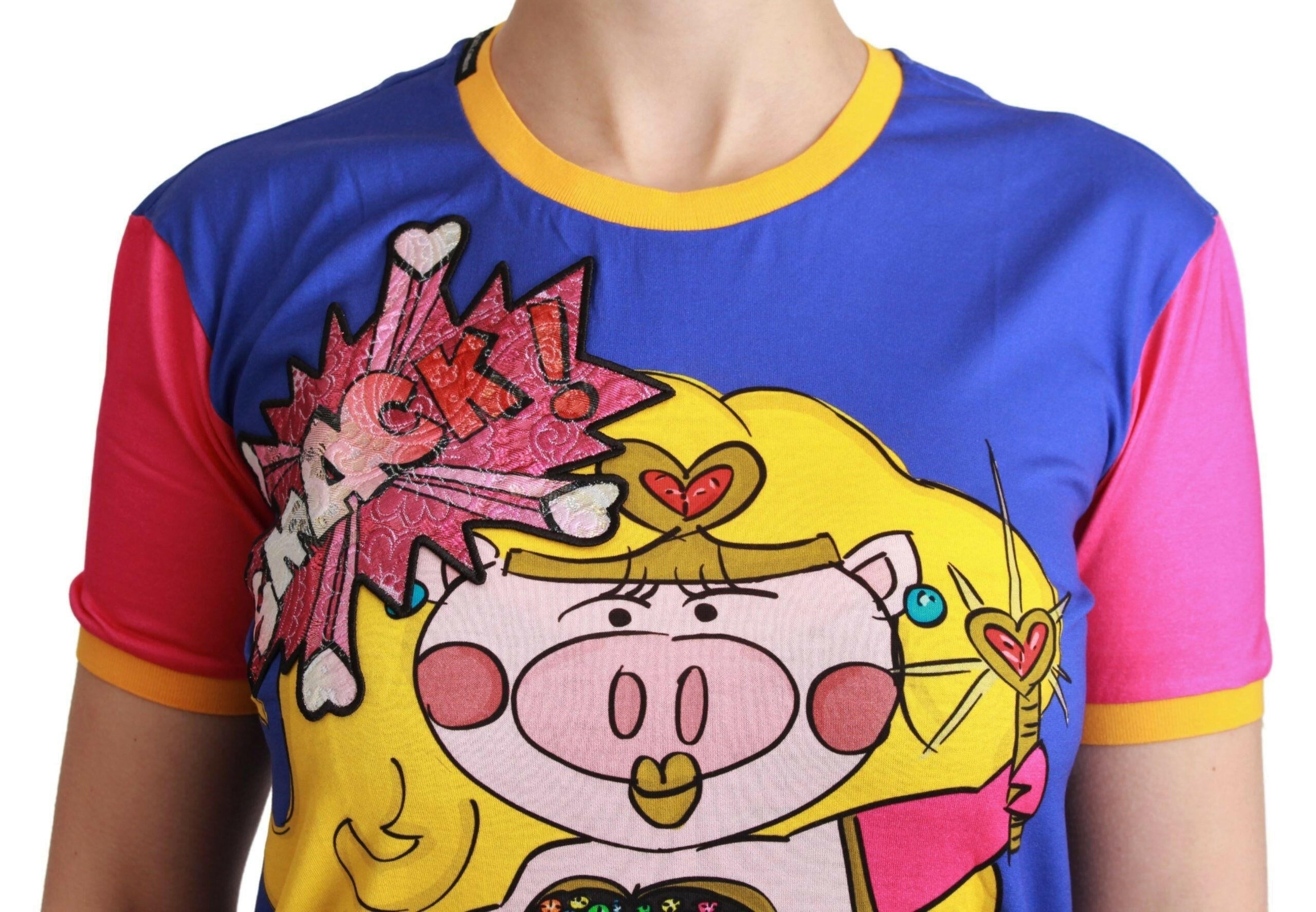 Dolce & Gabbana Purple PIG SUPERGIRL Top Cotton T-shirt.