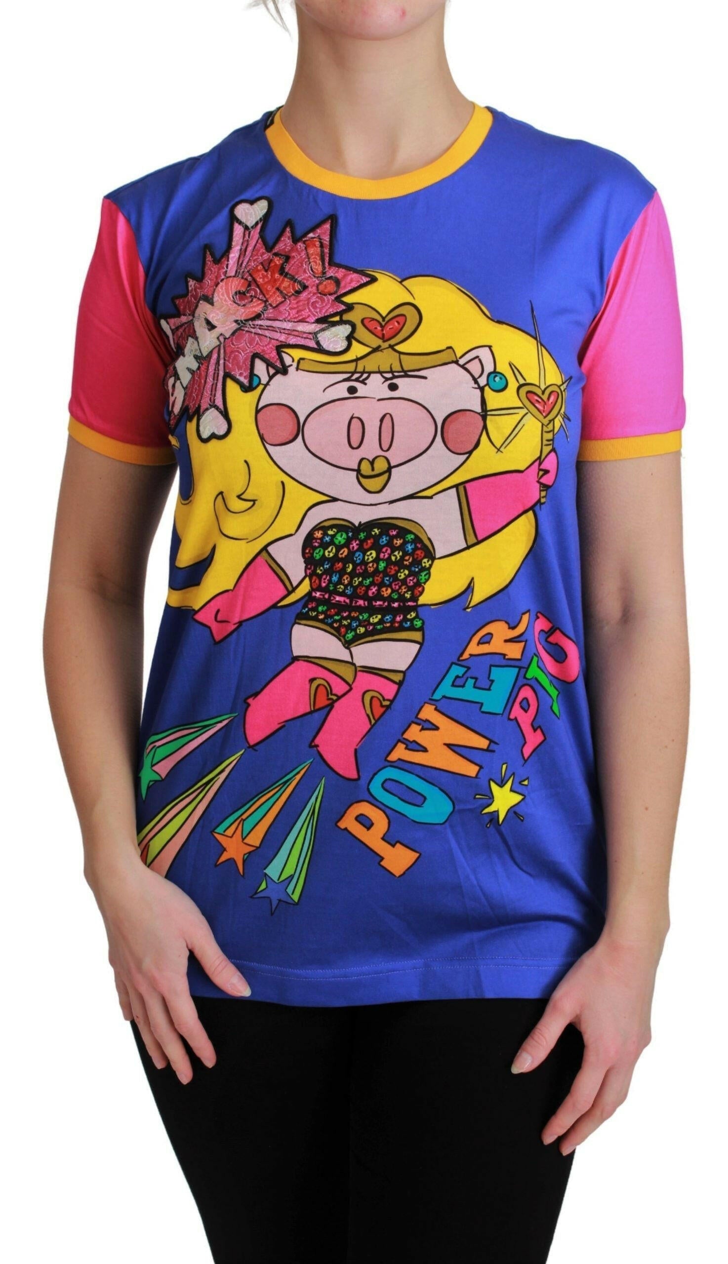 Dolce & Gabbana Purple PIG SUPERGIRL Top Cotton T-shirt.