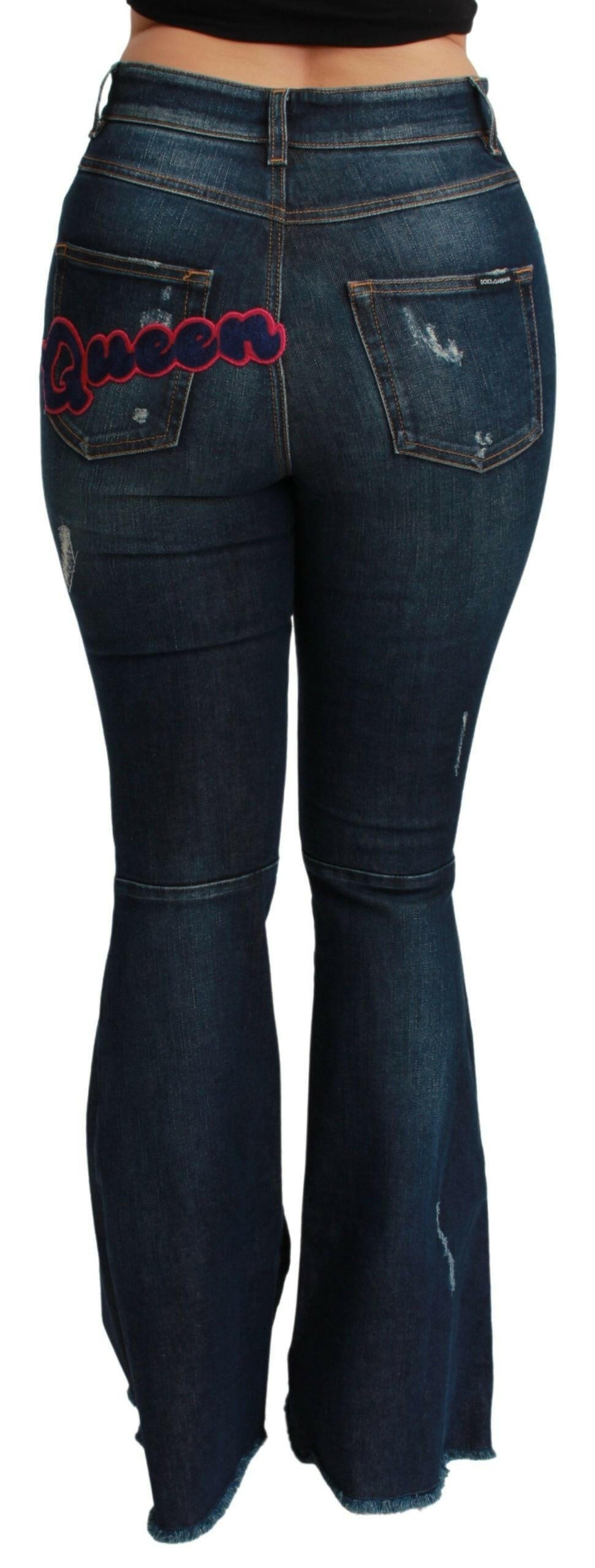 Dolce & Gabbana Blue Denim Cotton Stretch Flared Jeans.