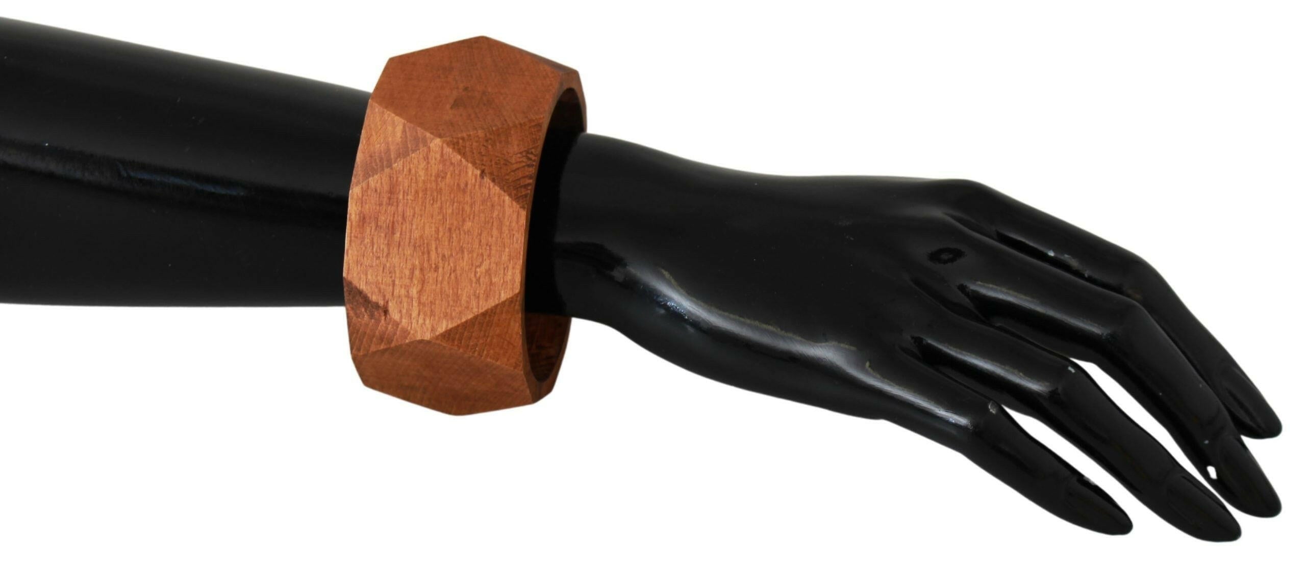Costume National Brown Wooden Branded Bracelet.