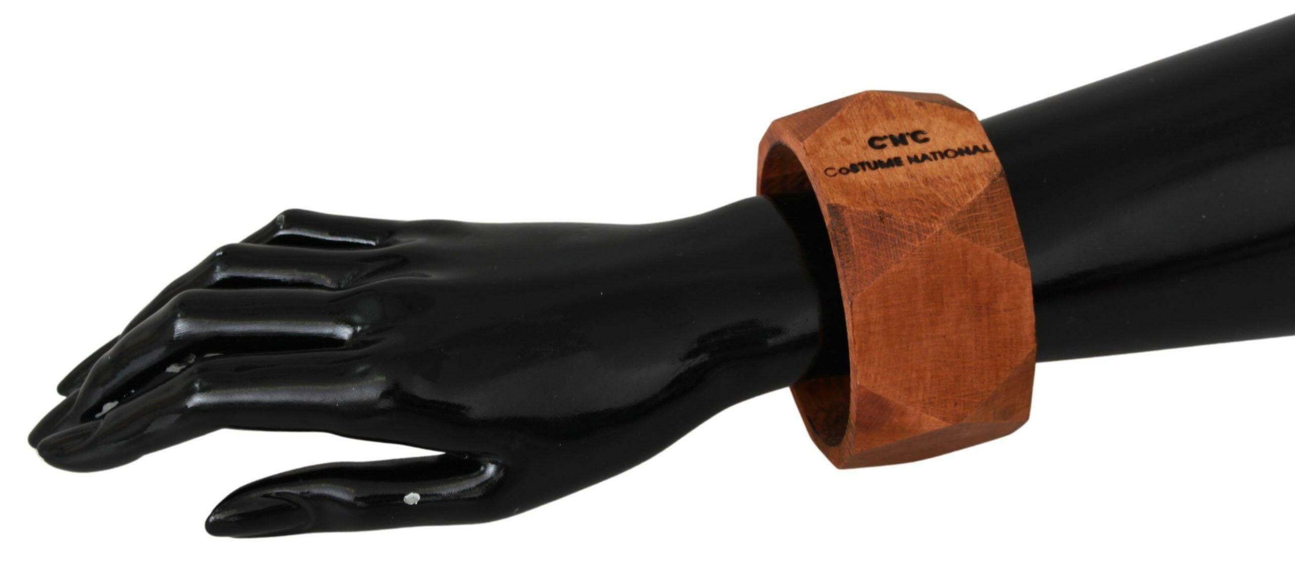 Costume National Brown Wooden Branded Bracelet.