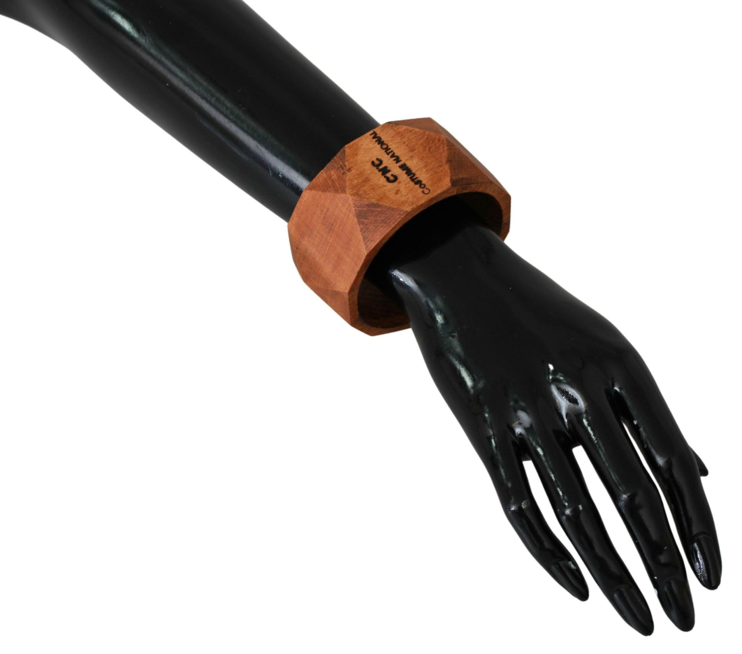 Costume National Brown Wooden Branded Bracelet.