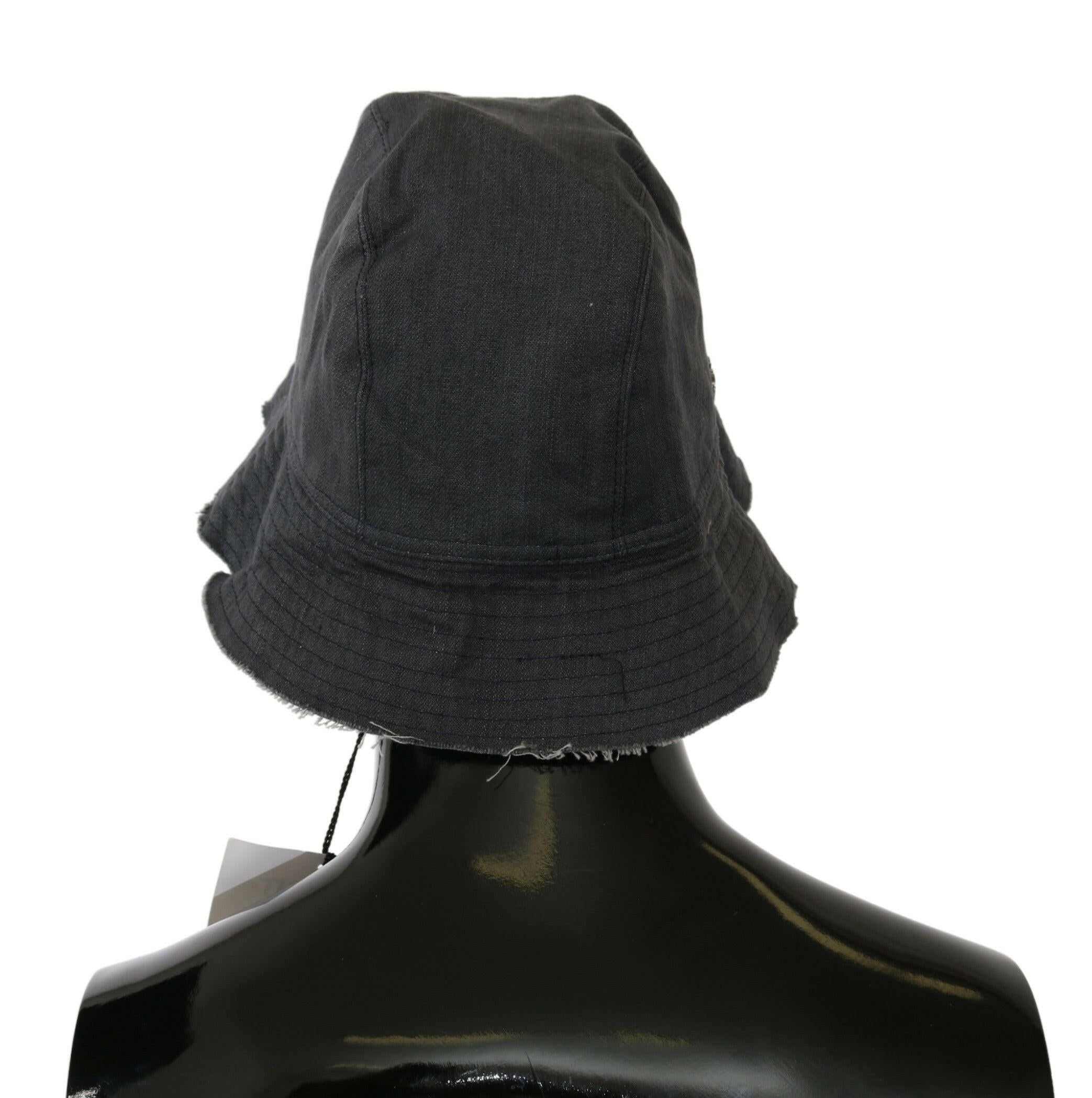 Costume National Black Washed Wide Brim Outdoor Bucket Hat.