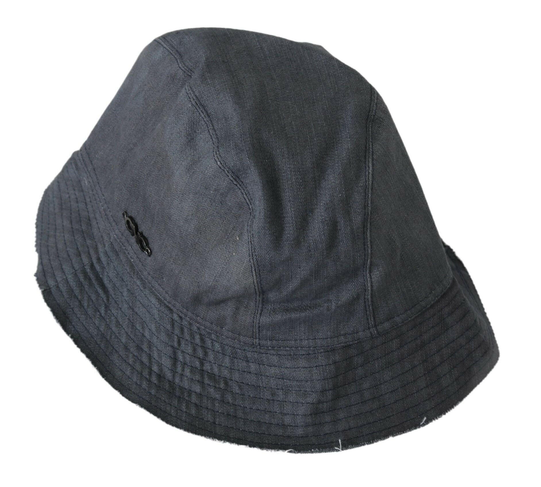 Costume National Black Washed Wide Brim Outdoor Bucket Hat.