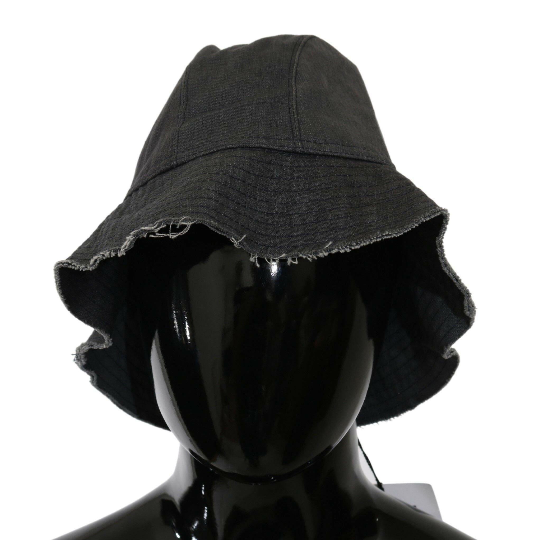 Costume National Black Washed Wide Brim Outdoor Bucket Hat.